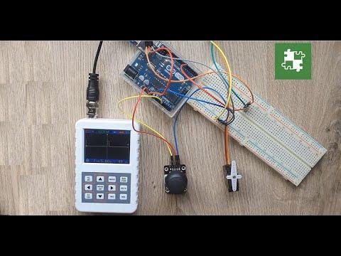 Arduino UNO + Servomotor + Joystick + DSO PRO Mini Portable Digital Oscilloscope