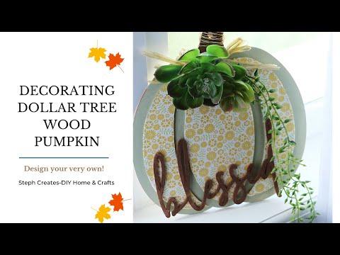 Decorating Dollar Tree Wood Pumpkin | Easy DIY Fall Craft