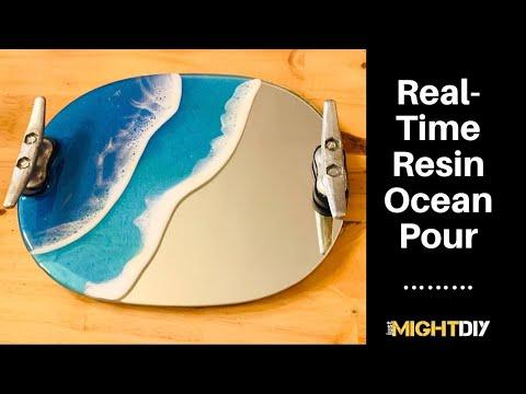 Real Time Resin Ocean Pour: Making an Ocean Resin Mirrored Tray!