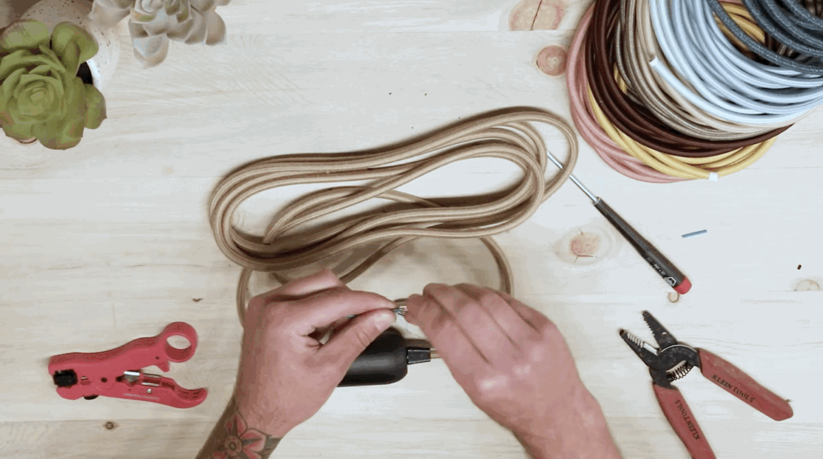 Thread wires through canopy base - Color Cord Company.gif