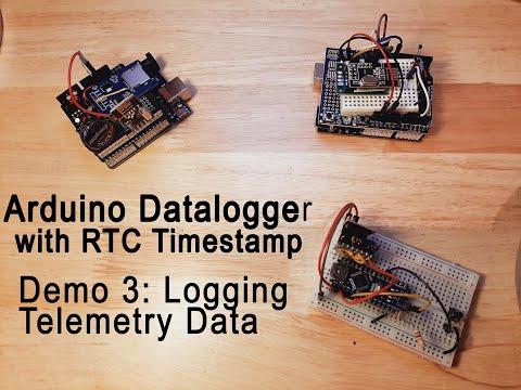 nRF24L01 Telemetry with Arduino Data Logger Shield with RTC Time Stamp || Demo 3 of 4