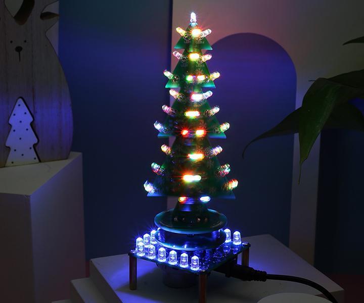 ICStation Auto-Rotate Flash RGB Music Christmas Tree Kit