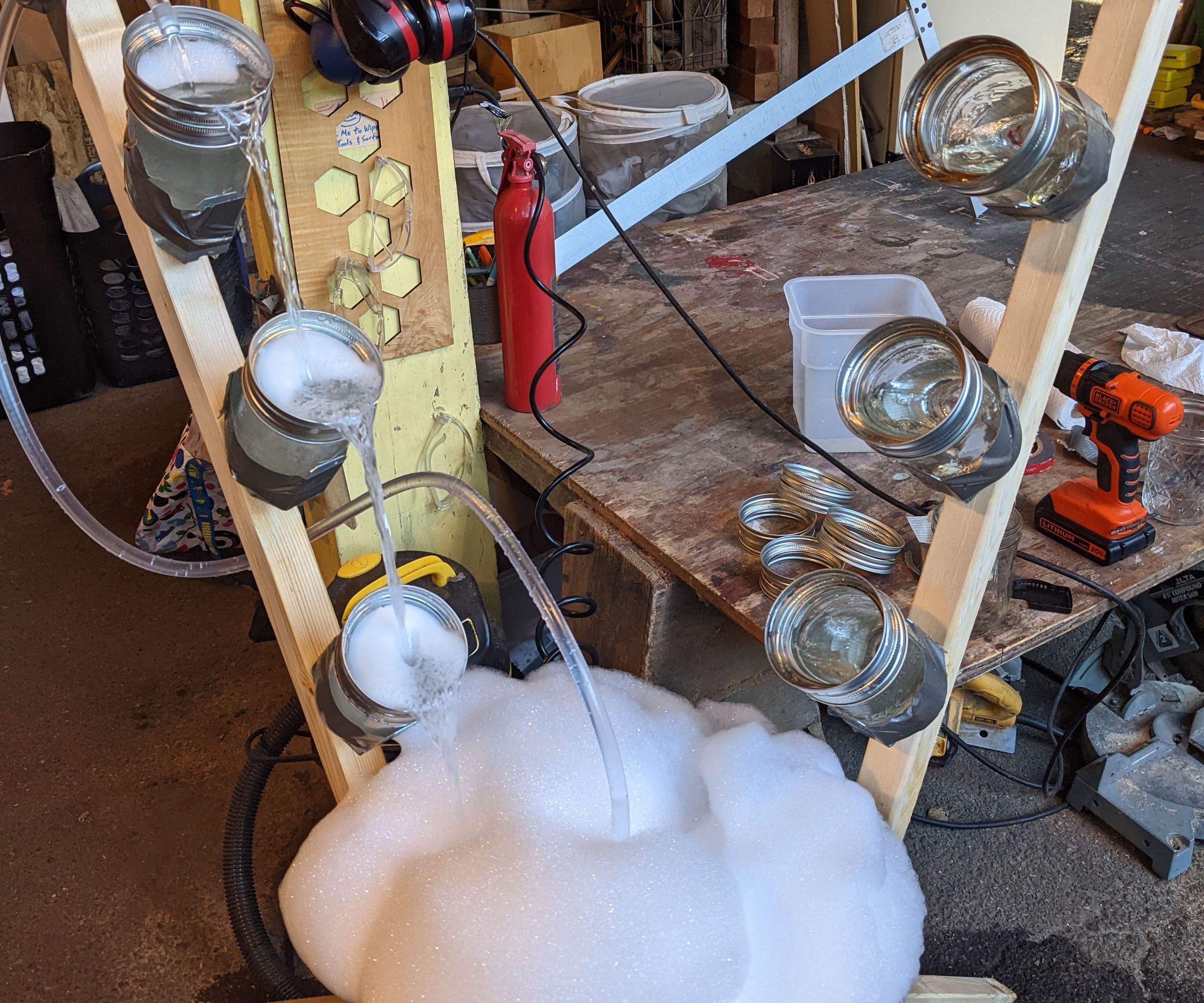 Teapot and Mason Jar Fountain