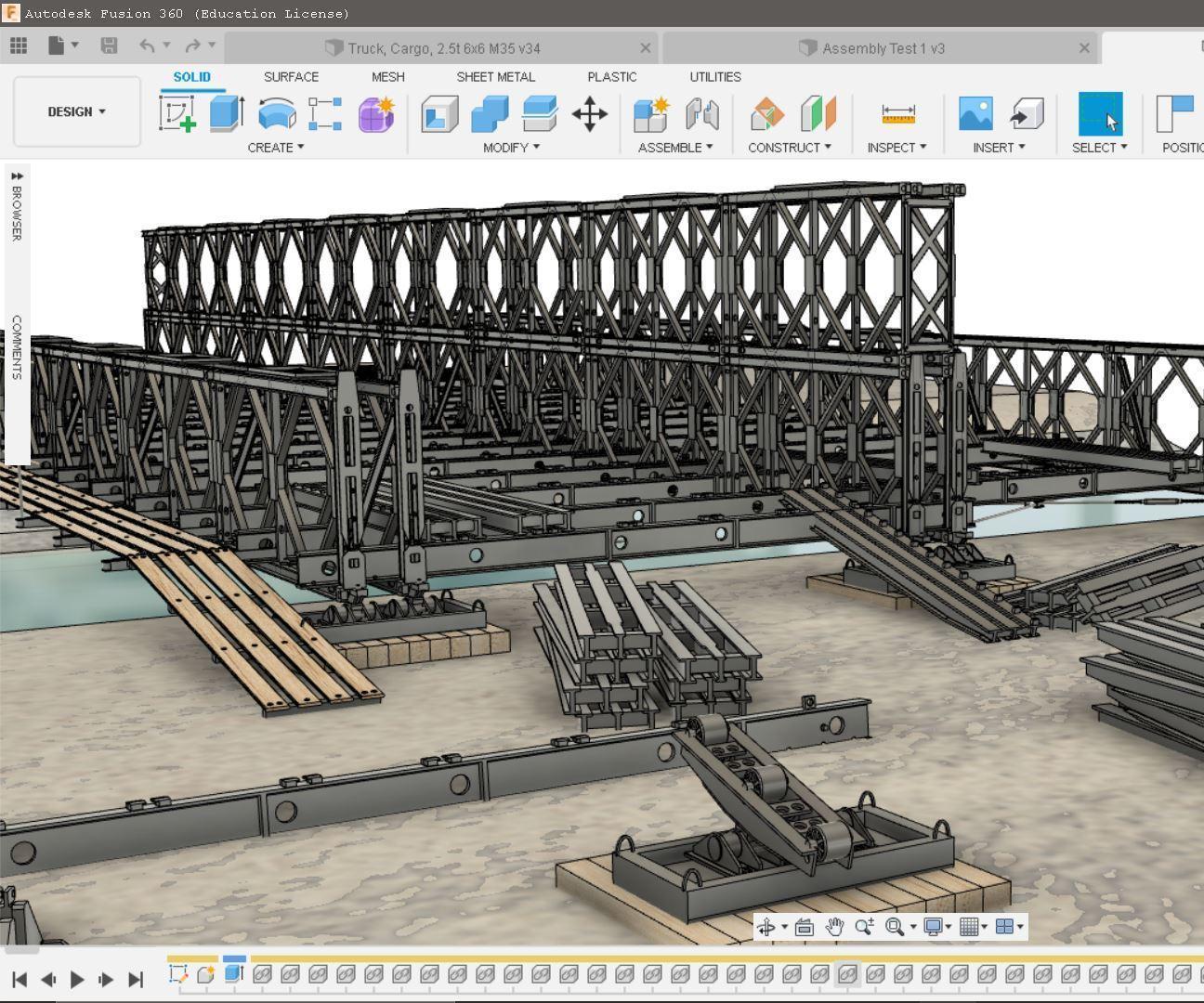 Develop Modeling and Assembly Skills by Modeling a Real-life Expedient Bridging System.