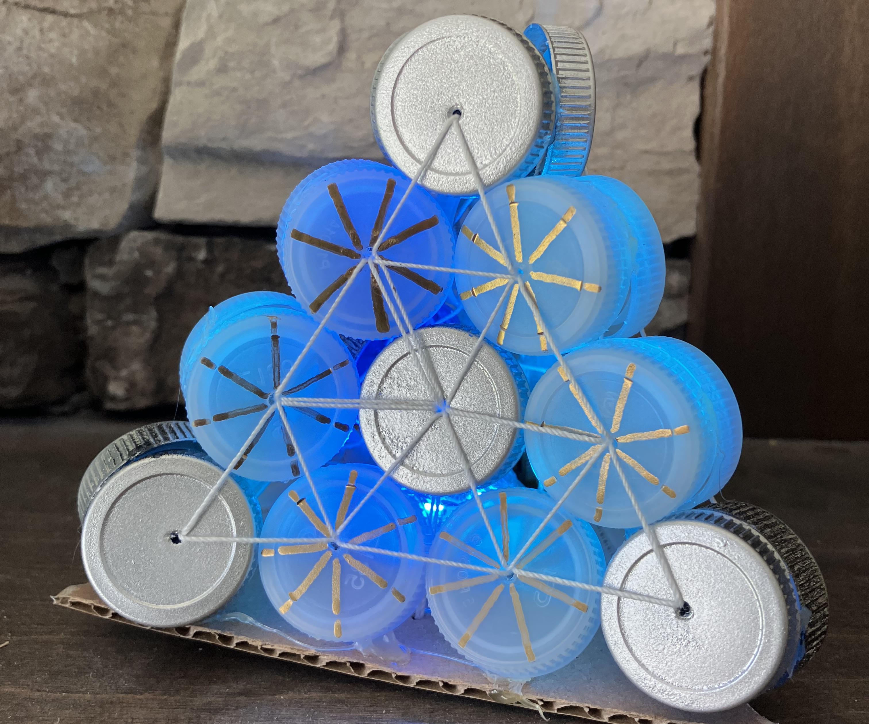 Plastic Bottle Cap Pyramid Lamp