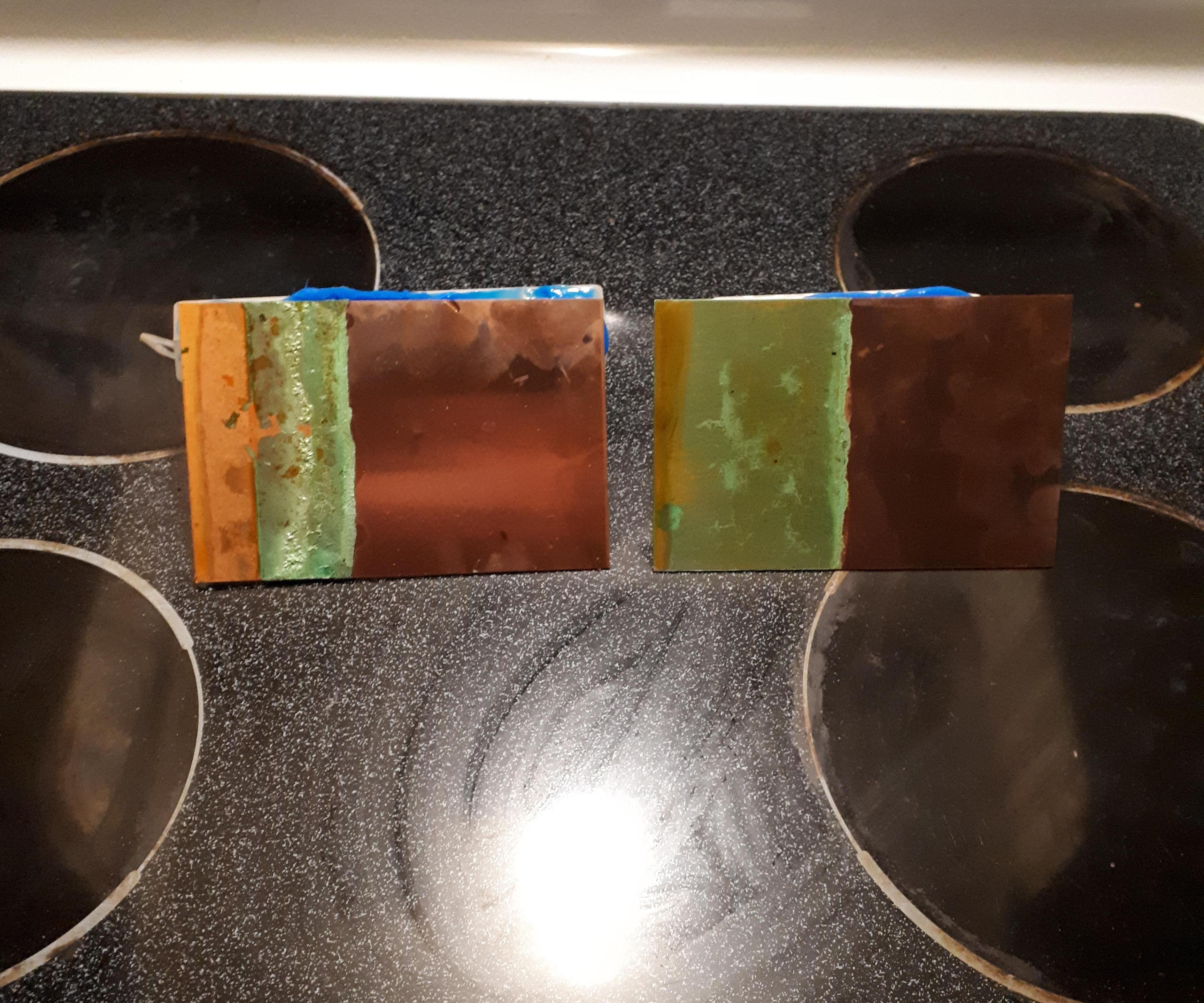 Copper Display Electroplating With Cobalt Salts and Graphite Electrodes.