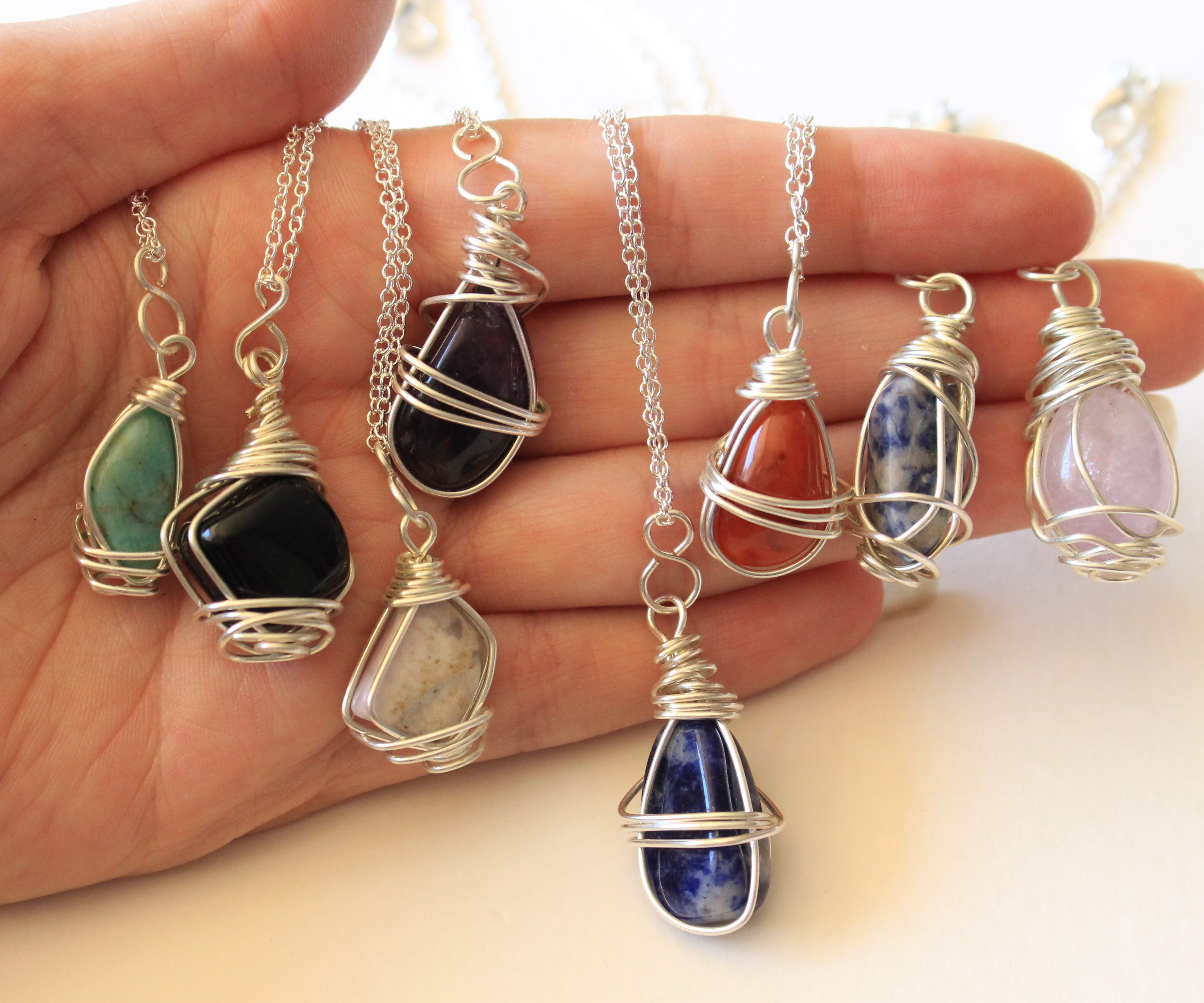 Wire Wrapped Stone Pendants 