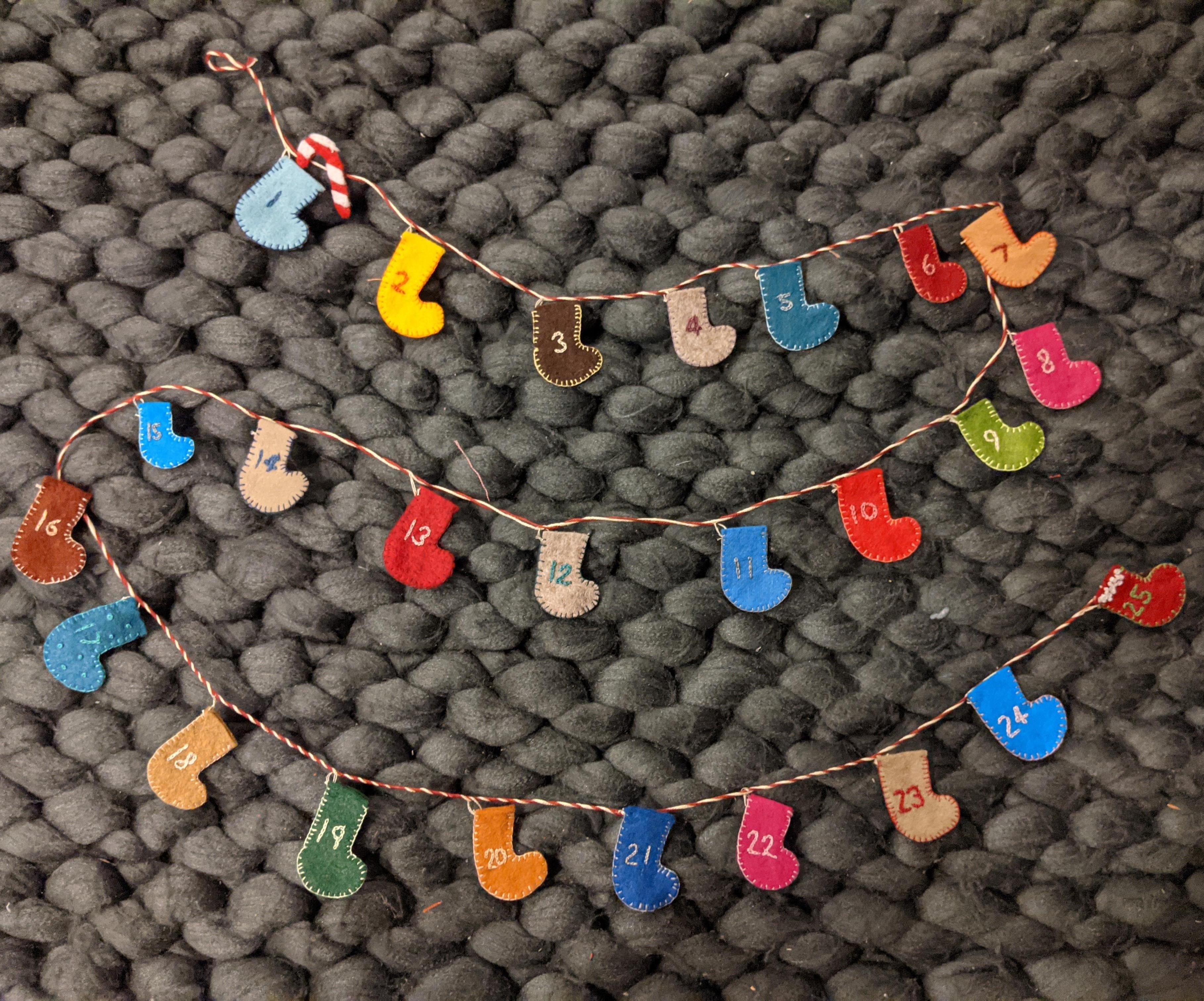 Advent Calendar Felt Stocking Garland