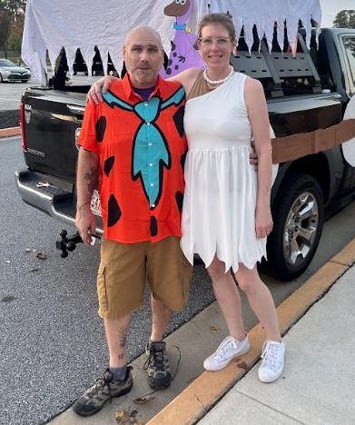 Flinstones Props for Trunk or Treat Out of Mostly Recycled Material