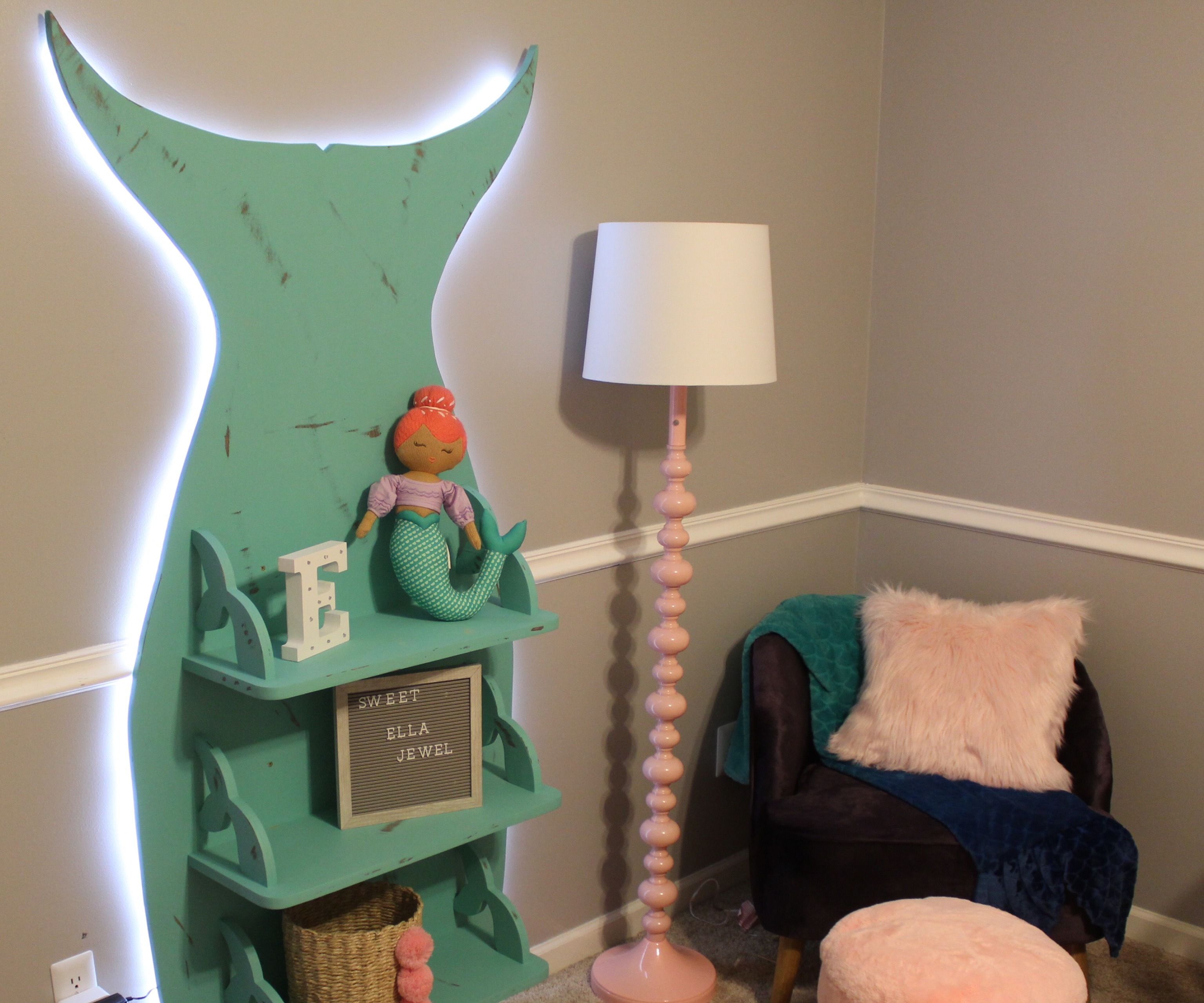 Mermaid Bookshelf With LED Night Light 