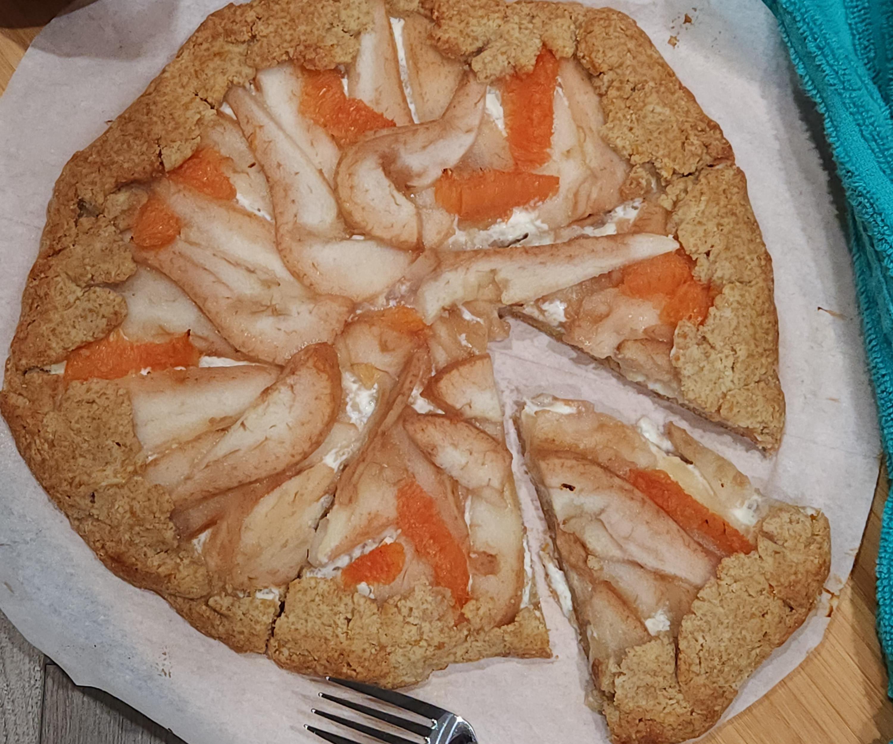 Almond and Bosc Pear Galette With Cream Cheese and Orange