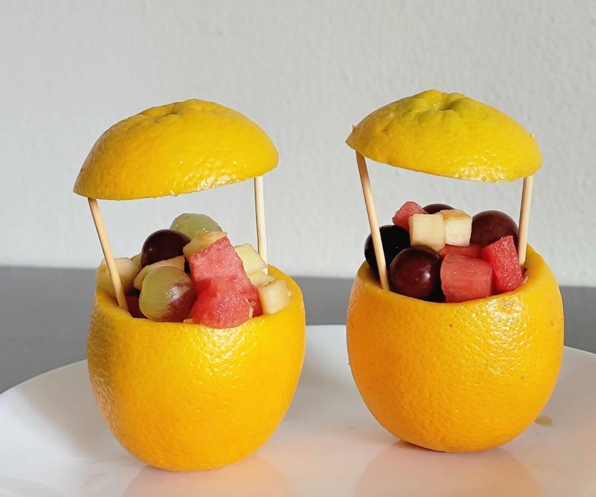 Orange Fruit Basket With Salad