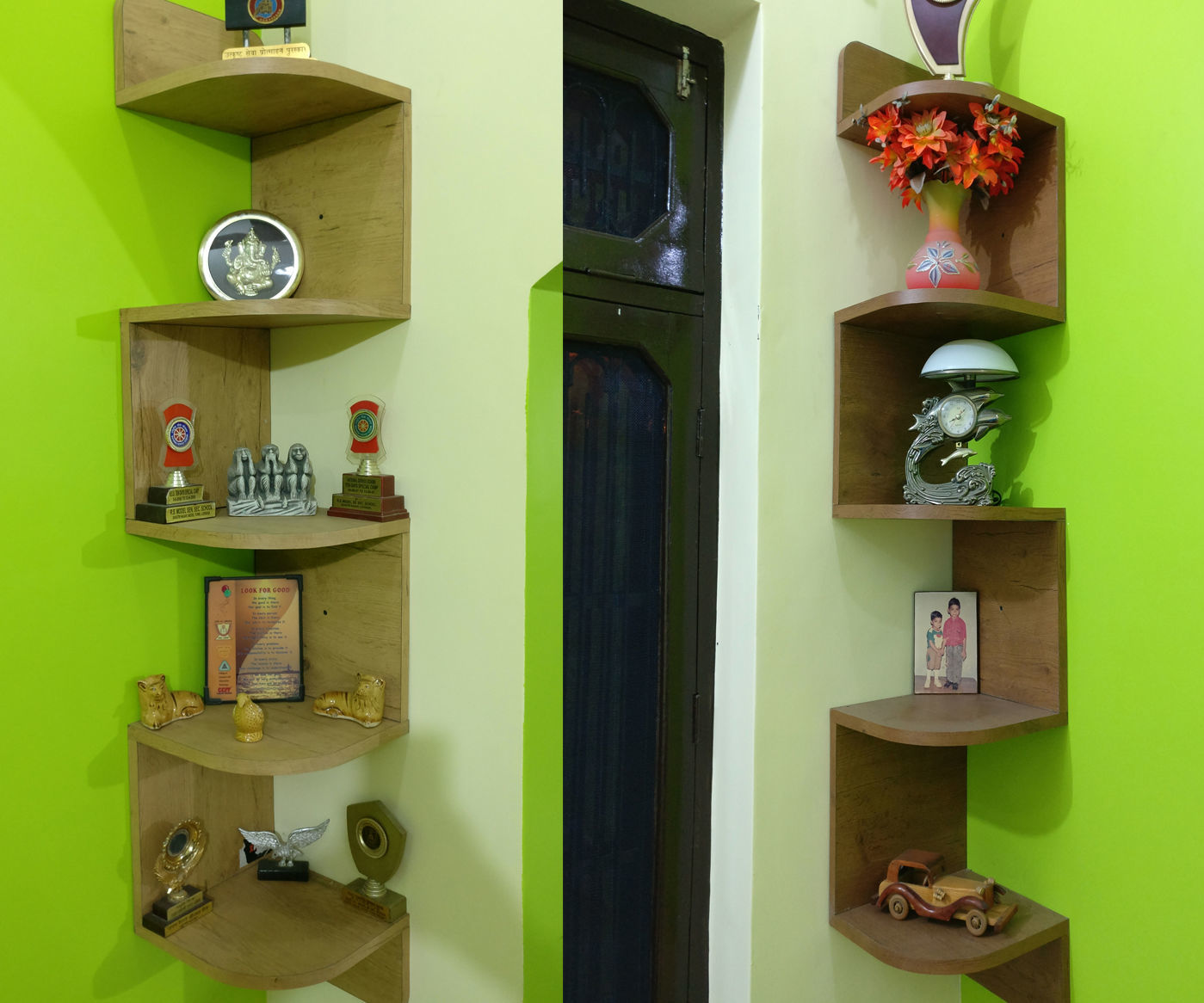 DIY Corner Shelves