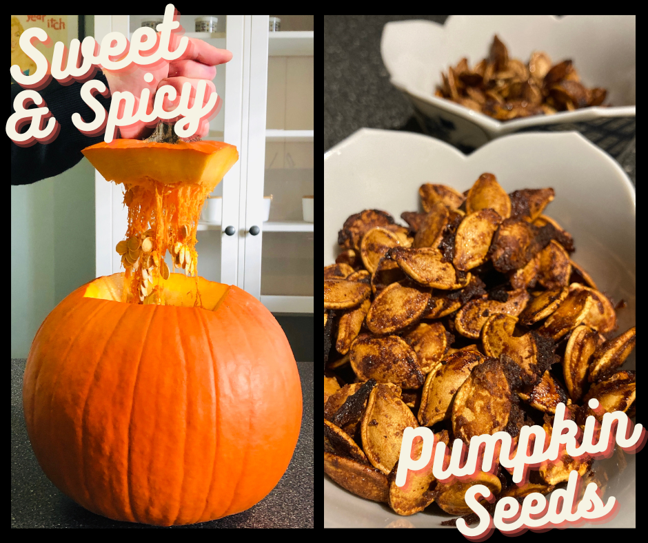 Sweet & Spicy Pumpkin Seeds 2 Ways ~ Candied Cinnamon or Honey Siracha