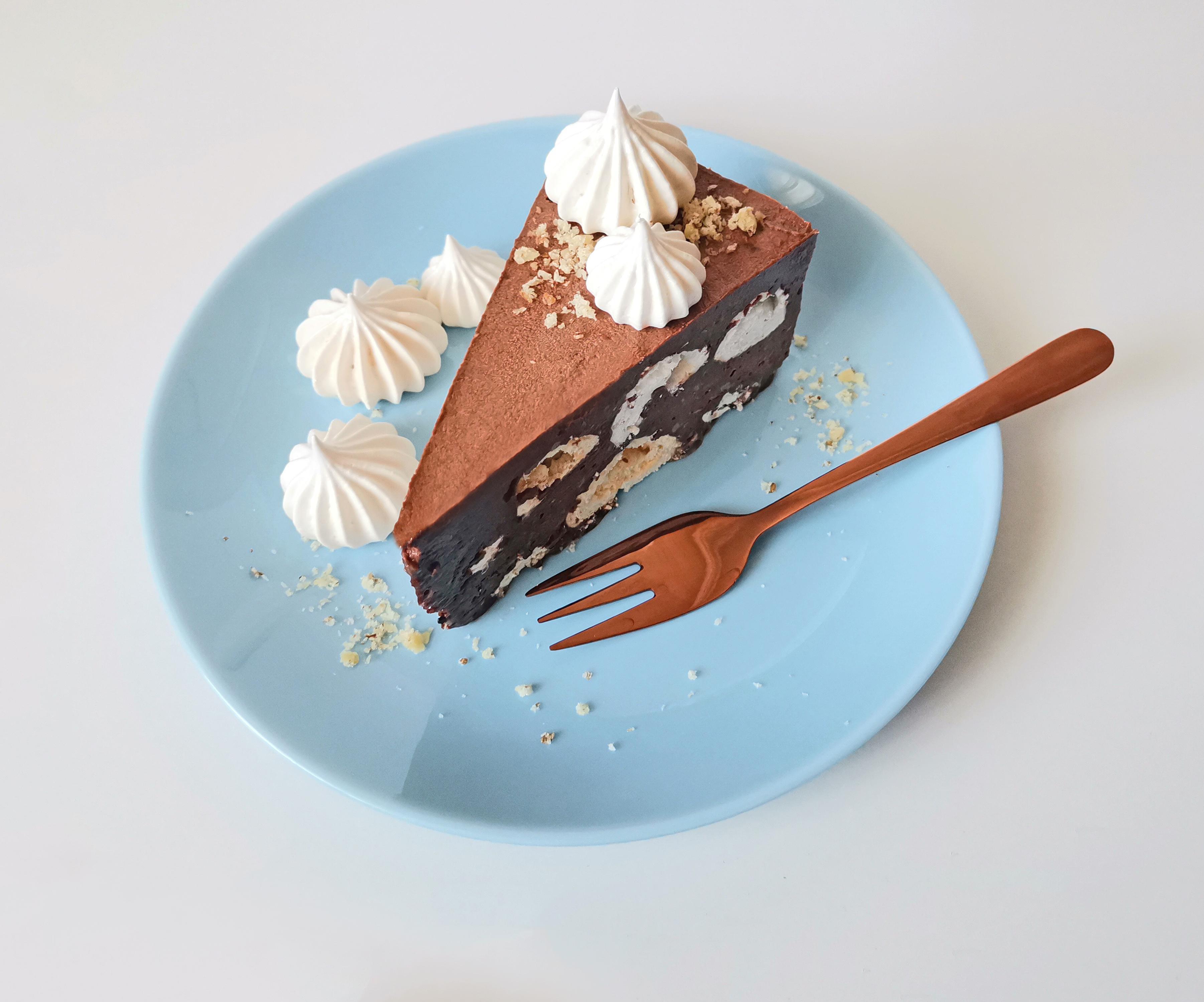 Chocolate Ice Cream Cake With Meringues and Walnuts