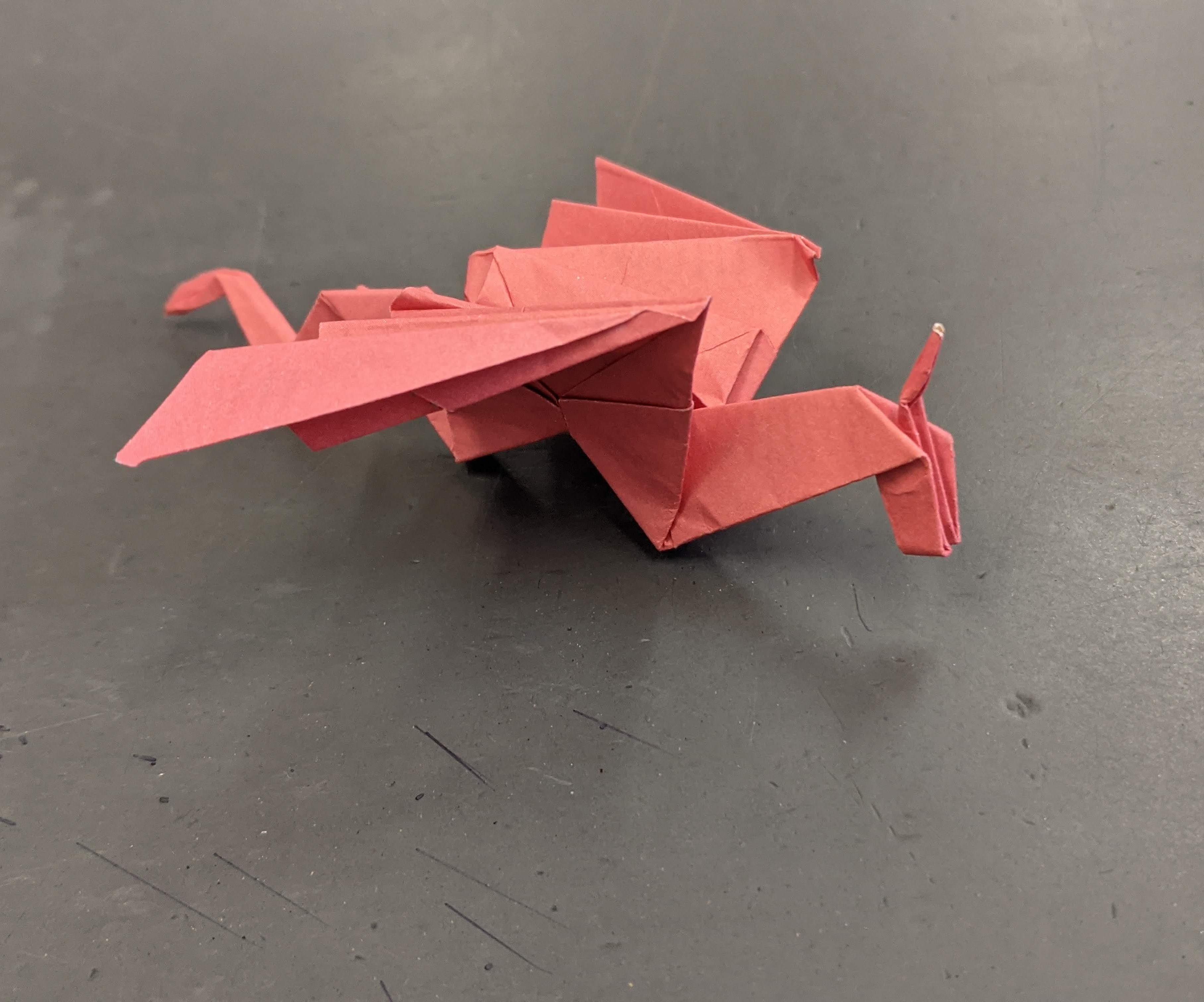 Origami Dragon From Traditional Crane Base