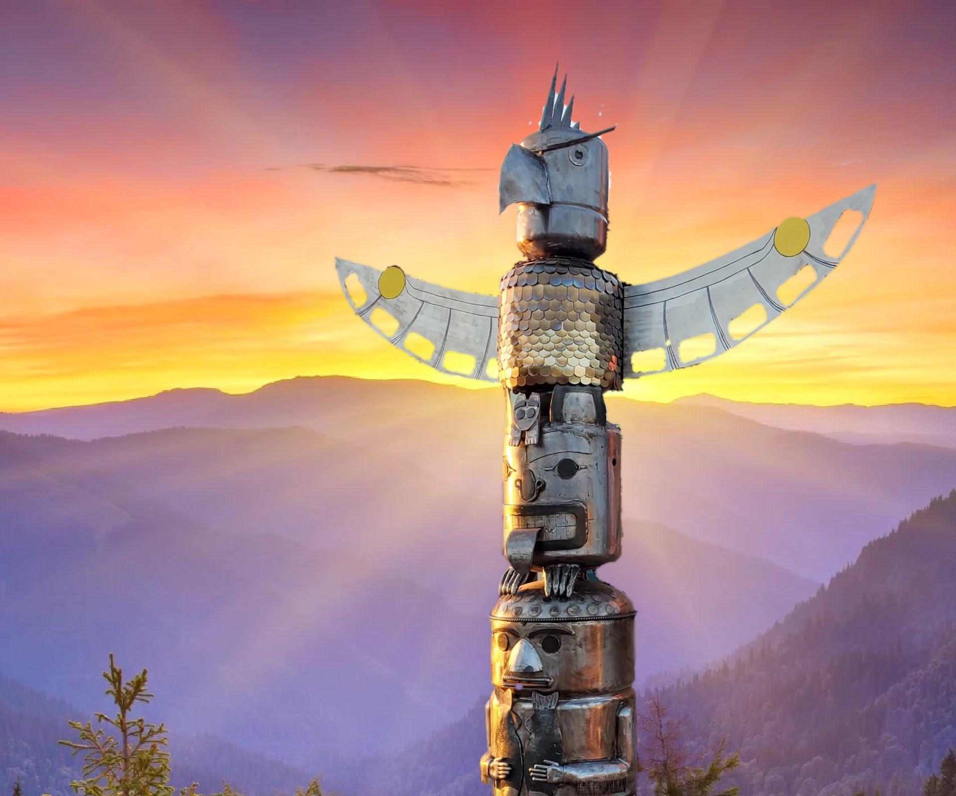 Steel Pacific Northwest Totem Pole