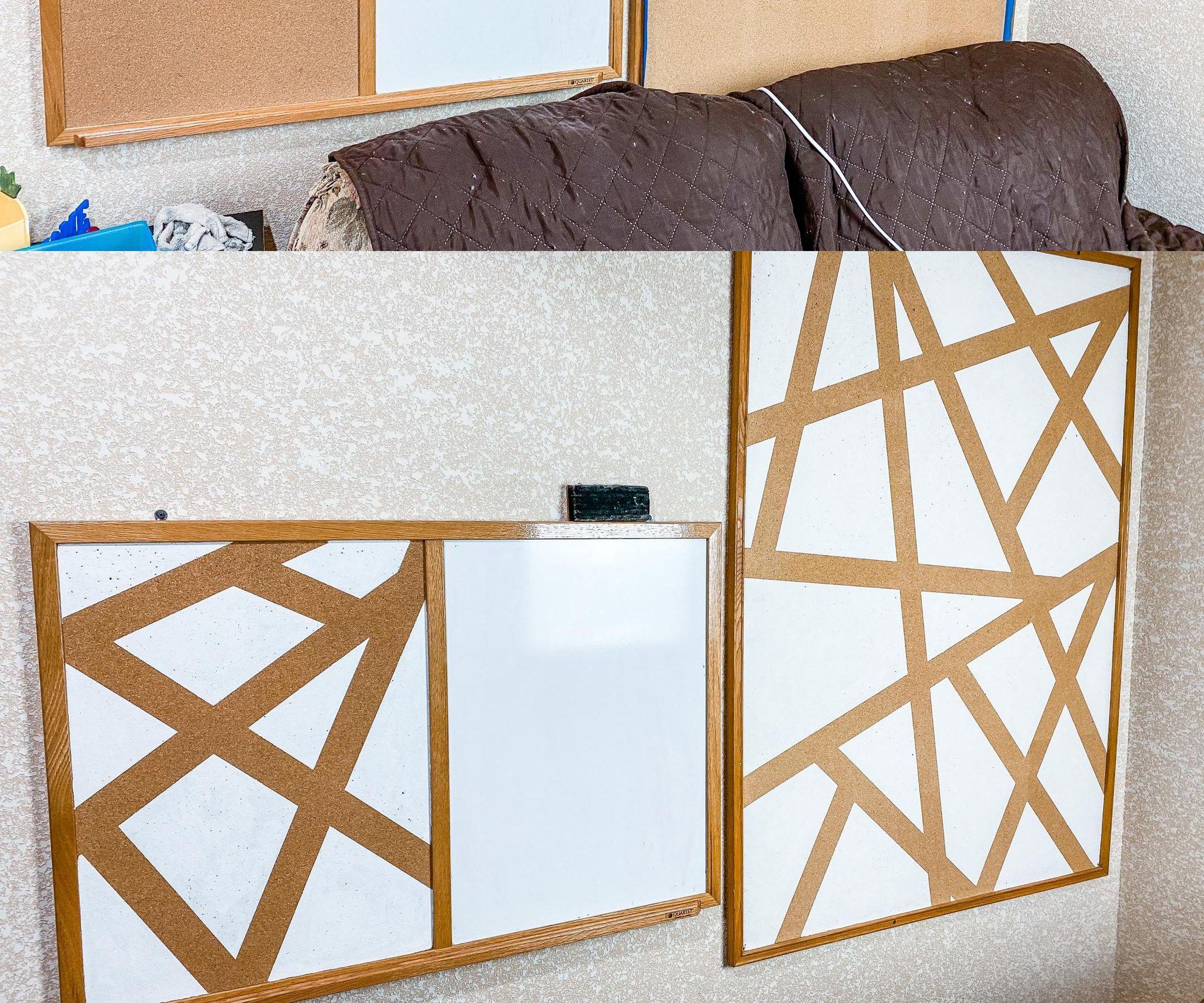 DIY Geometric Painted Cork Board