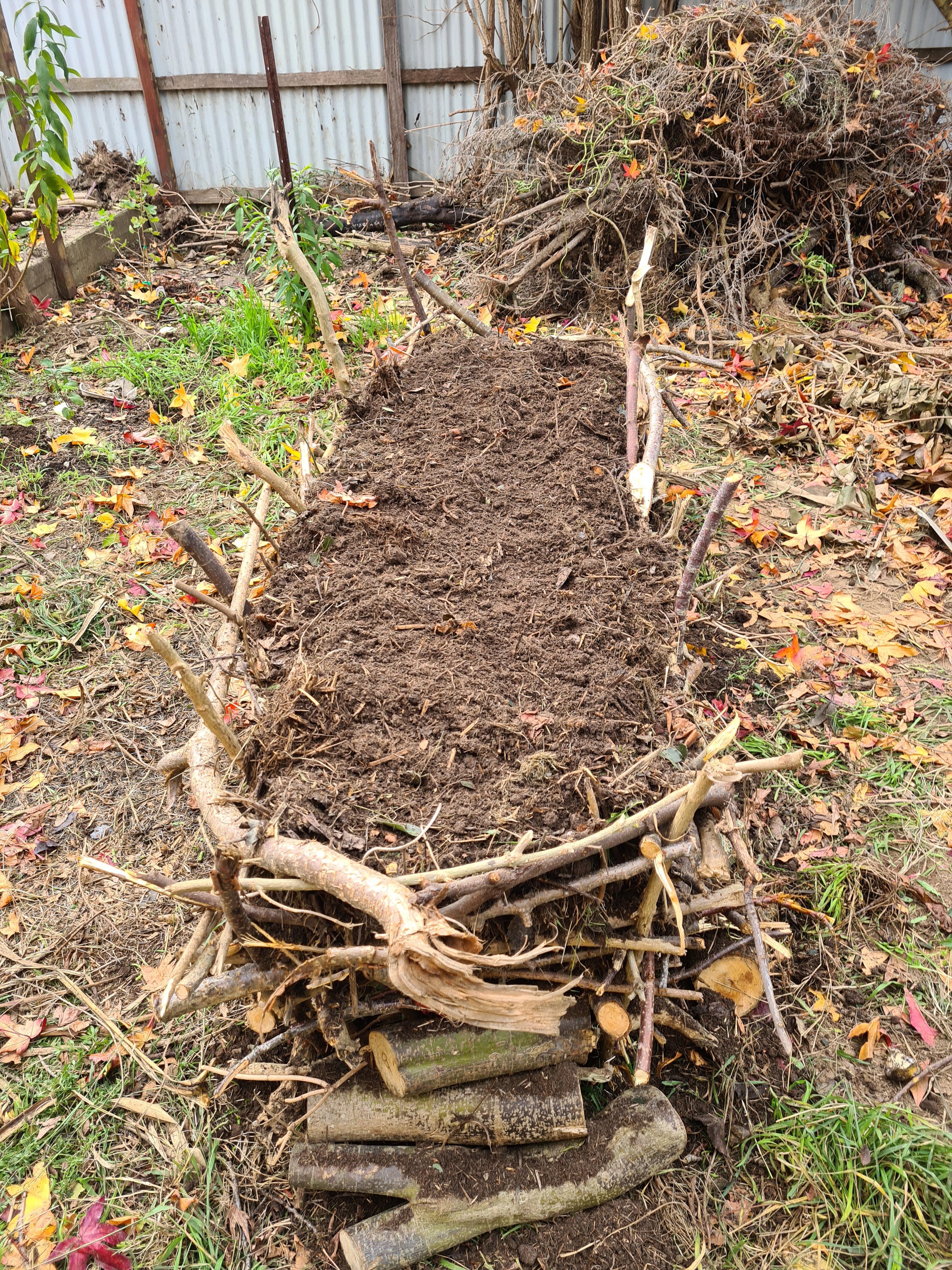 "Woven" Raised Garden Beds With Pruned Branches