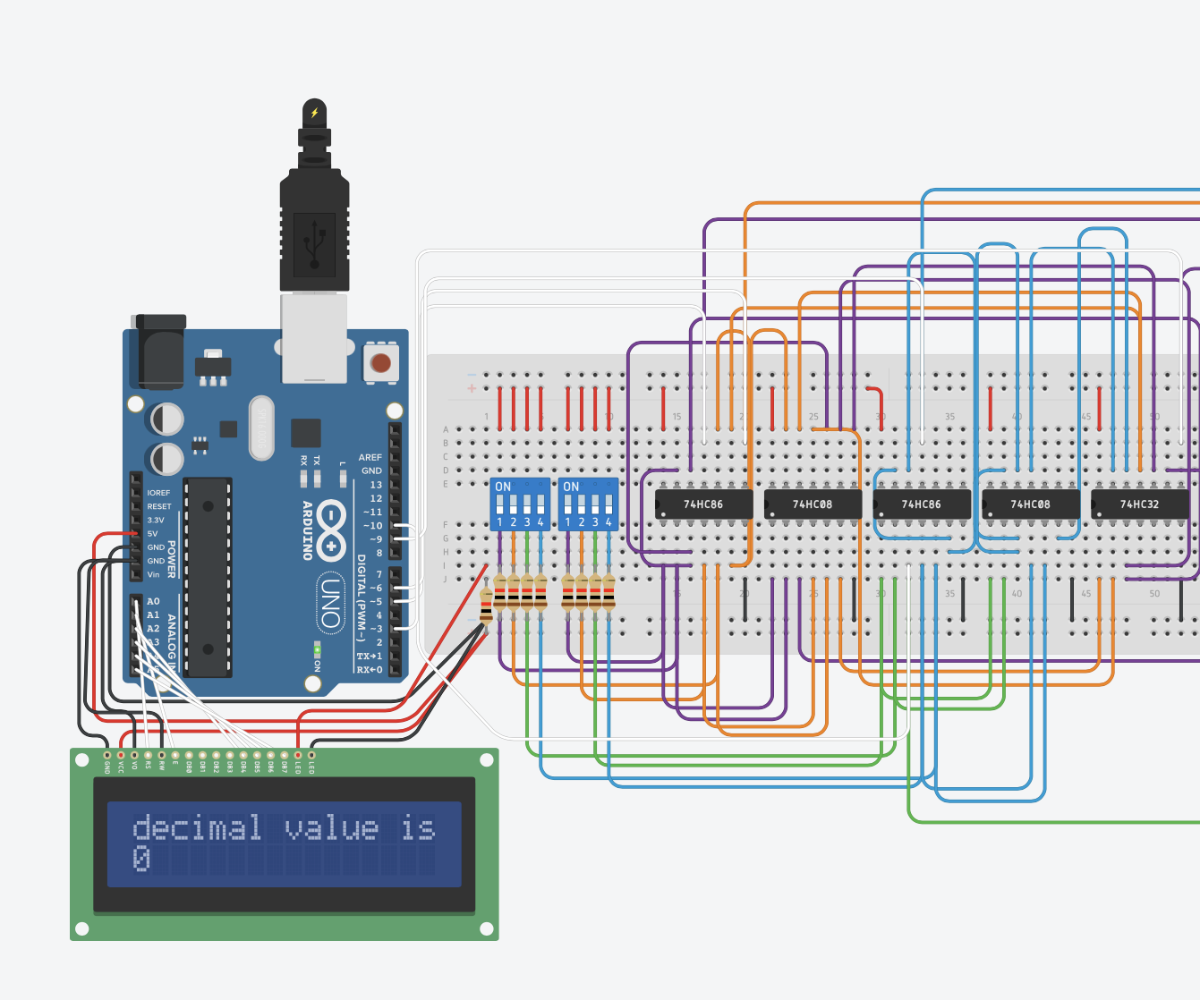4Bit Adder With LCD Display