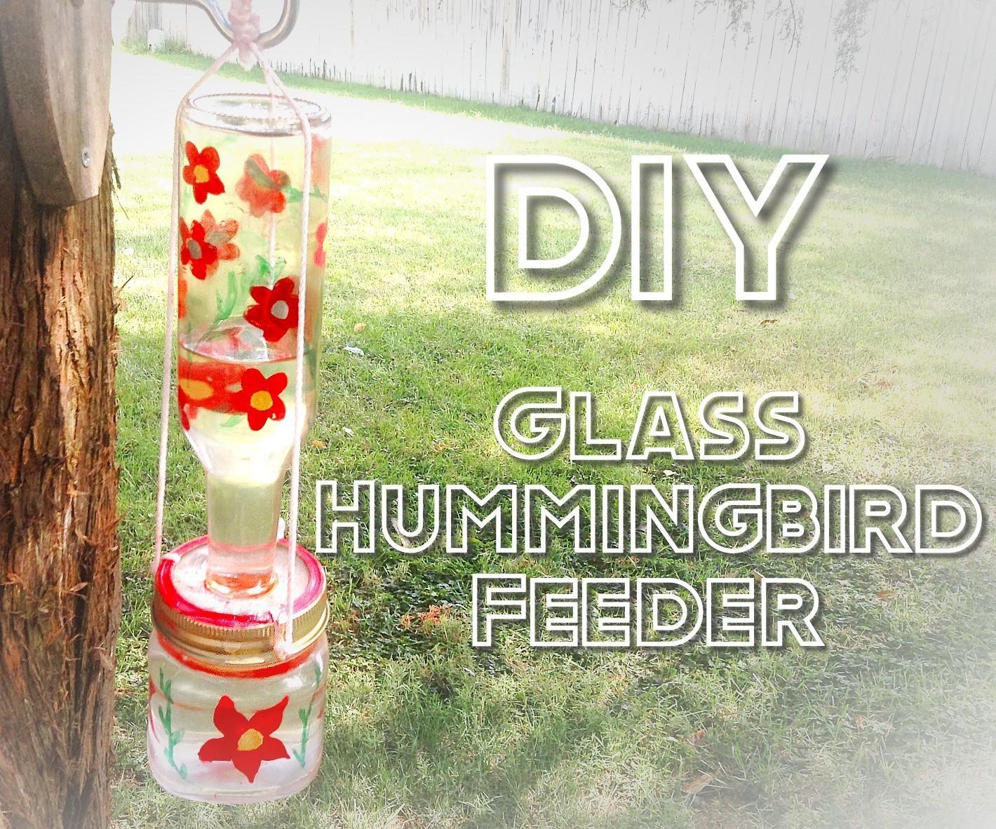 Recycled Glass Hummingbird Feeder 
