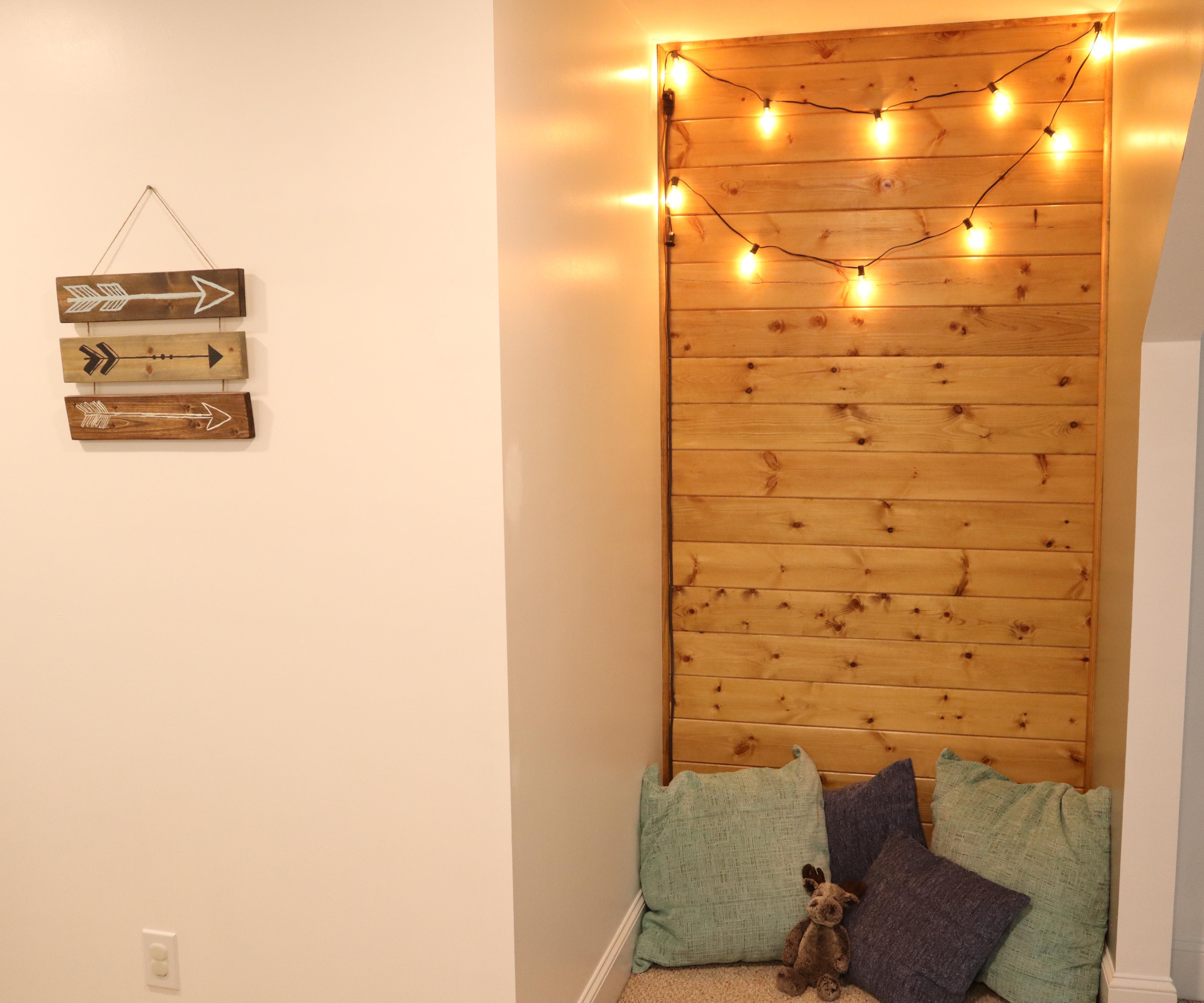 Cozy Reading Nook - Shiplap & Lights