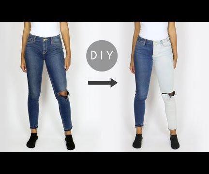 DIY Two-Tone Half Bleached Jeans