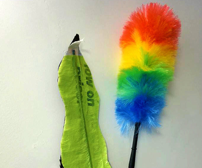 Repurposed Rainbow "Feather" Duster Cattails