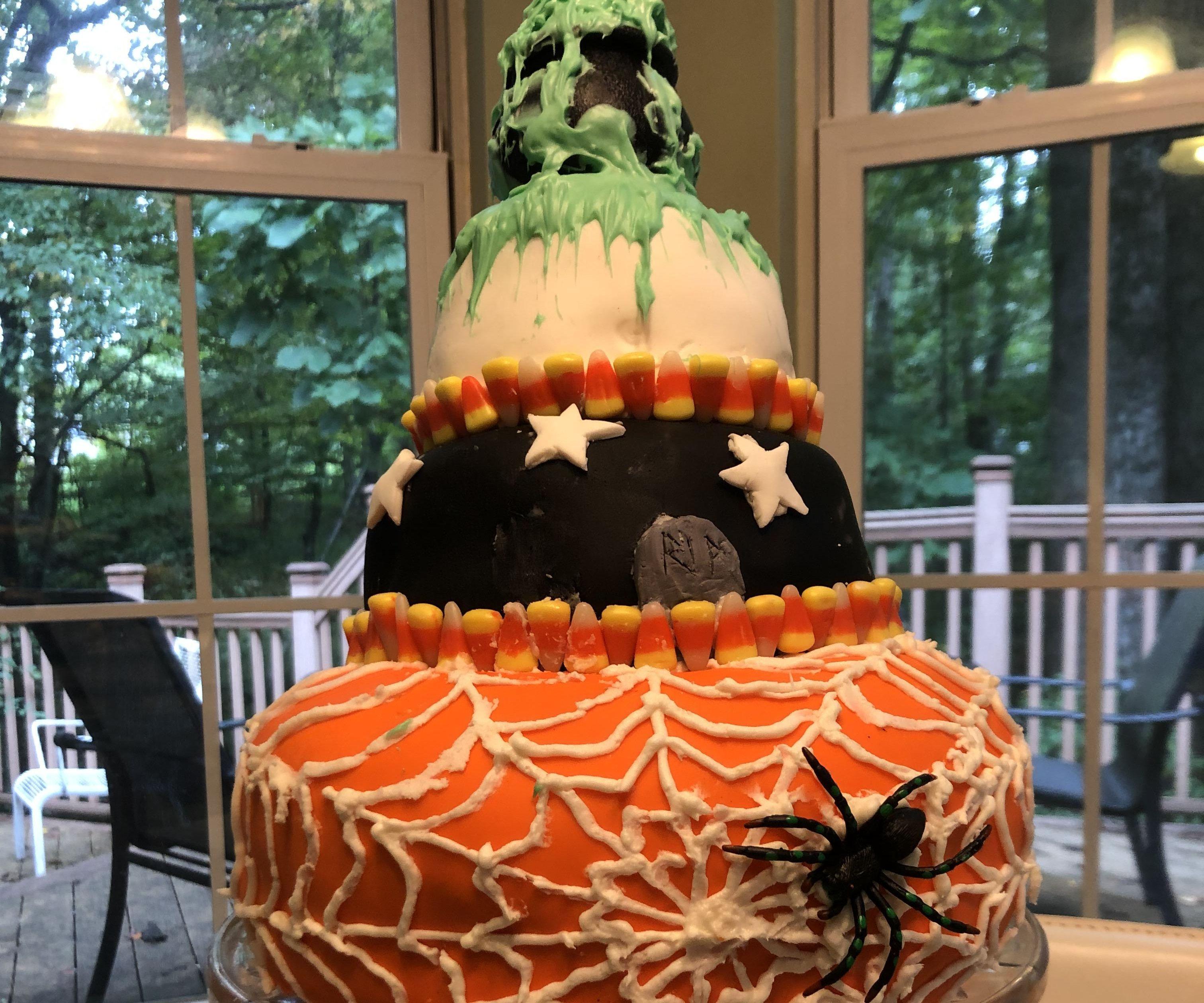 Three Tier Spooky Halloween Cake