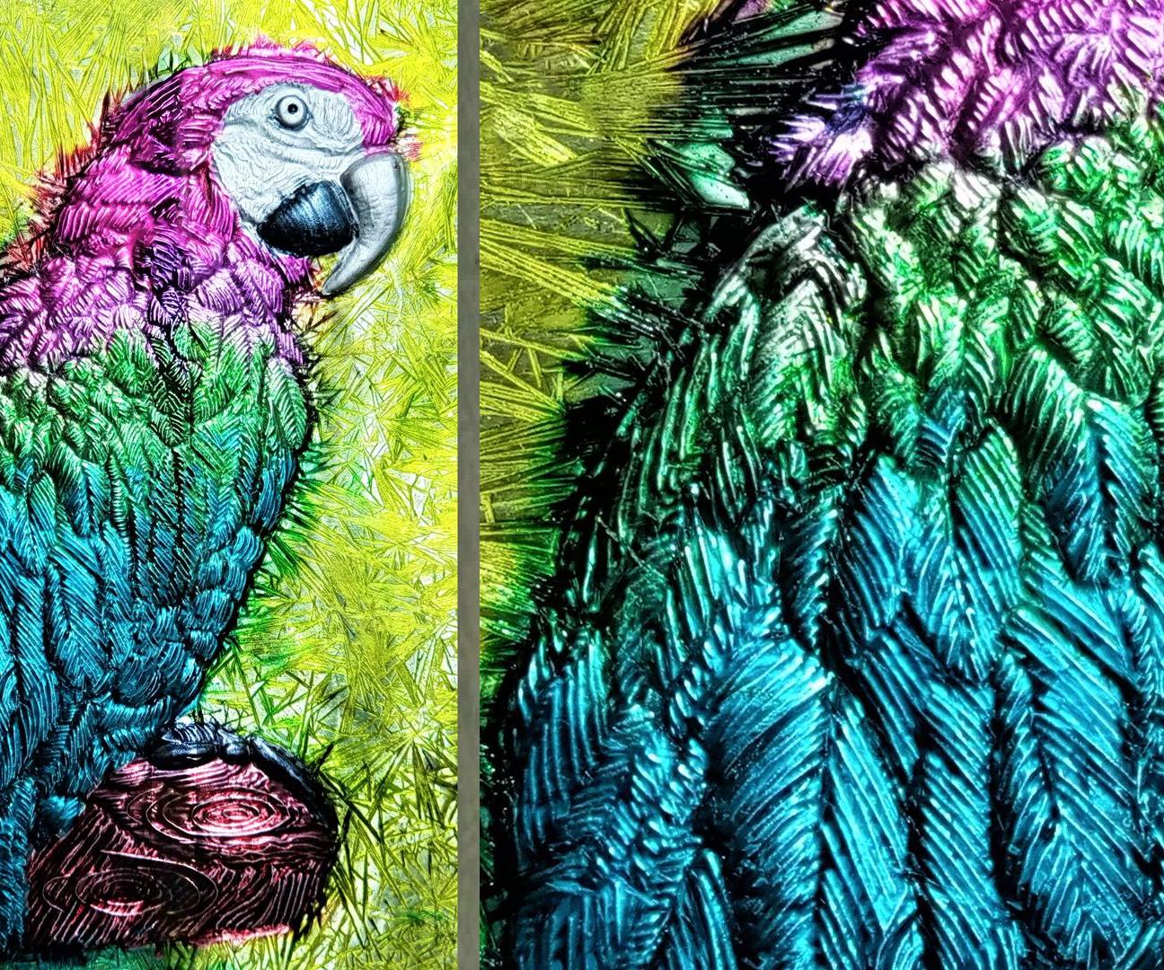 How to Make Parrot Embossed Painting|Metal Art