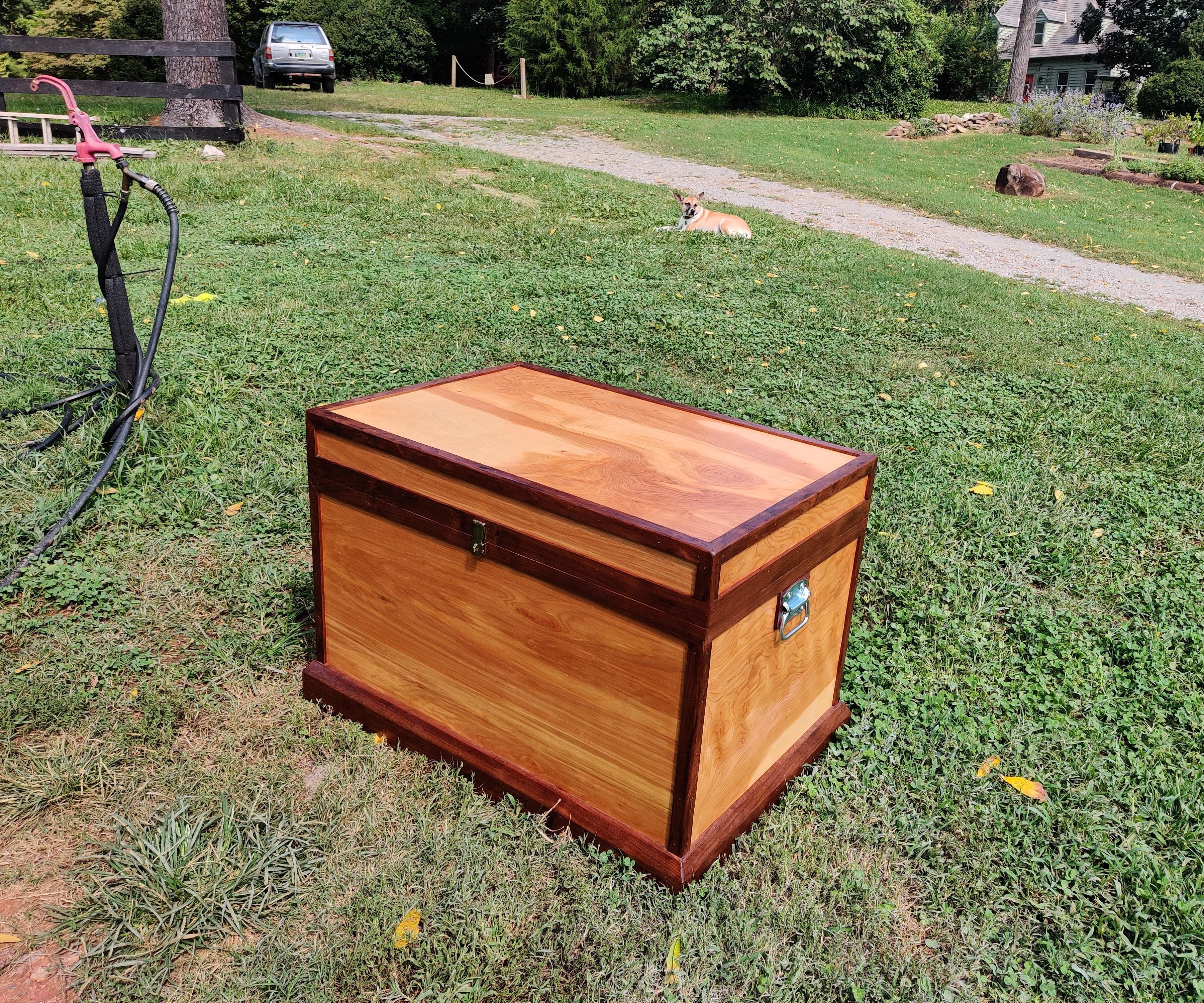 No-waste Plywood Trunk With Lid Storage and Walnut Trim