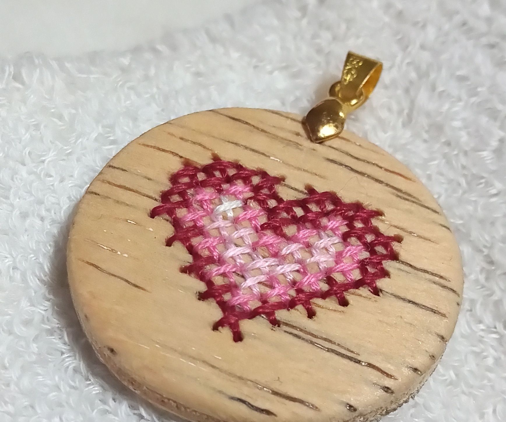 CROSS-STITCH HEART PENDANT