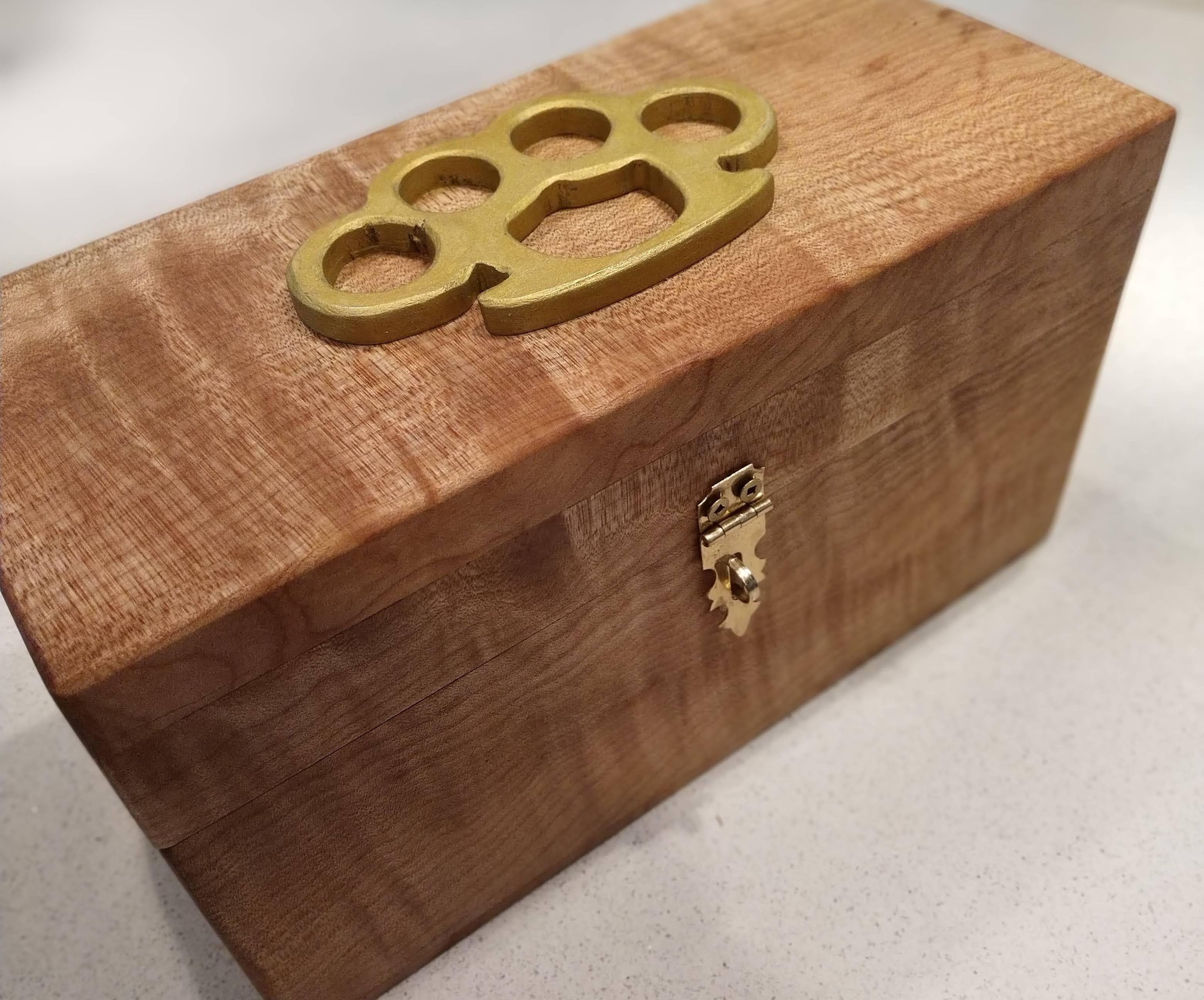 Maple Jewelry Box With Brass Knuckle Emblem
