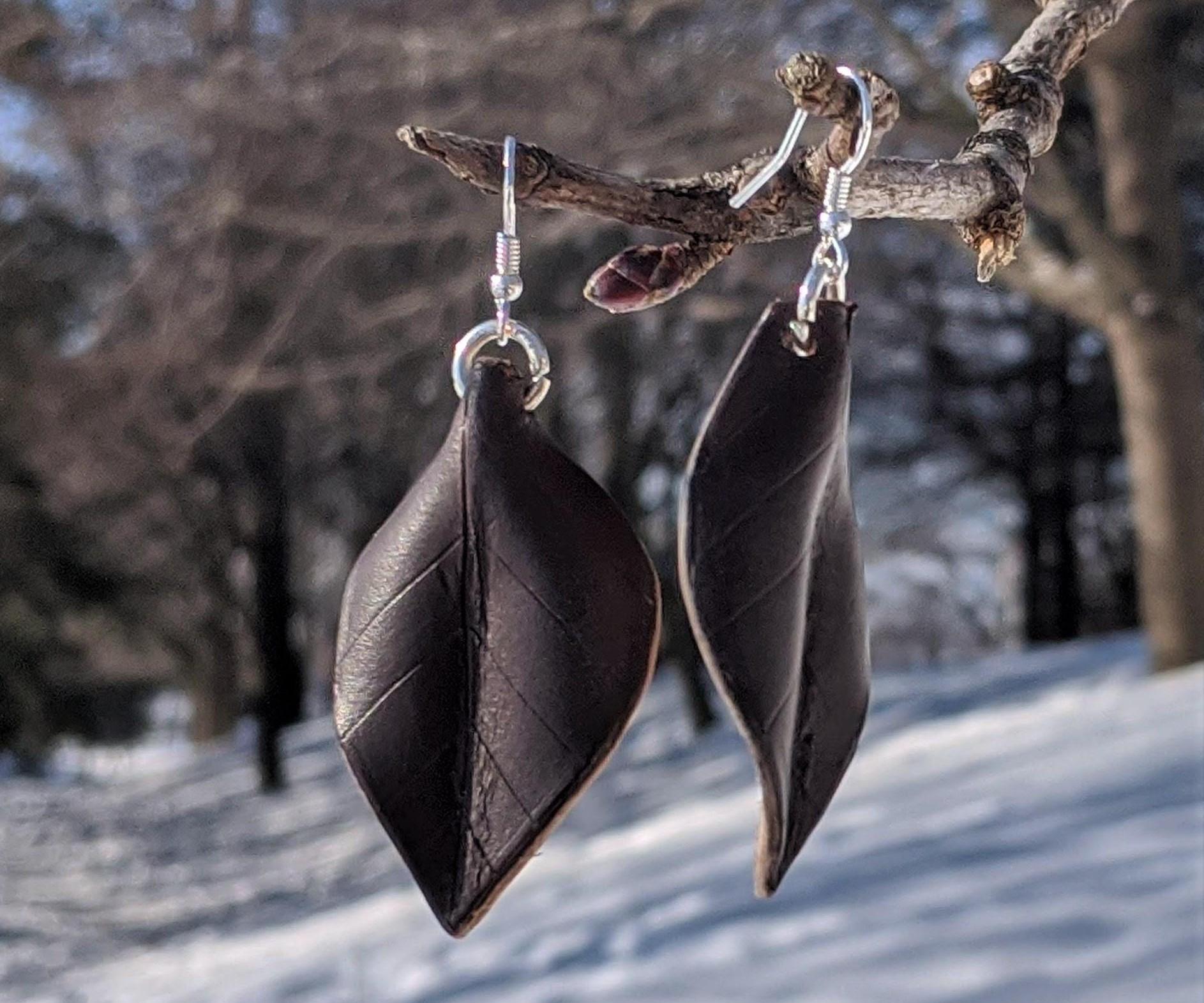 Leather Leaf Earrings