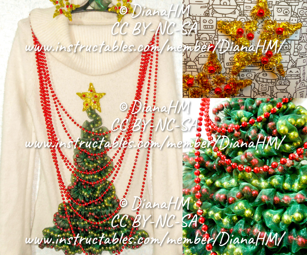 Festive Ugly Beaded Sweater and Star Earrings