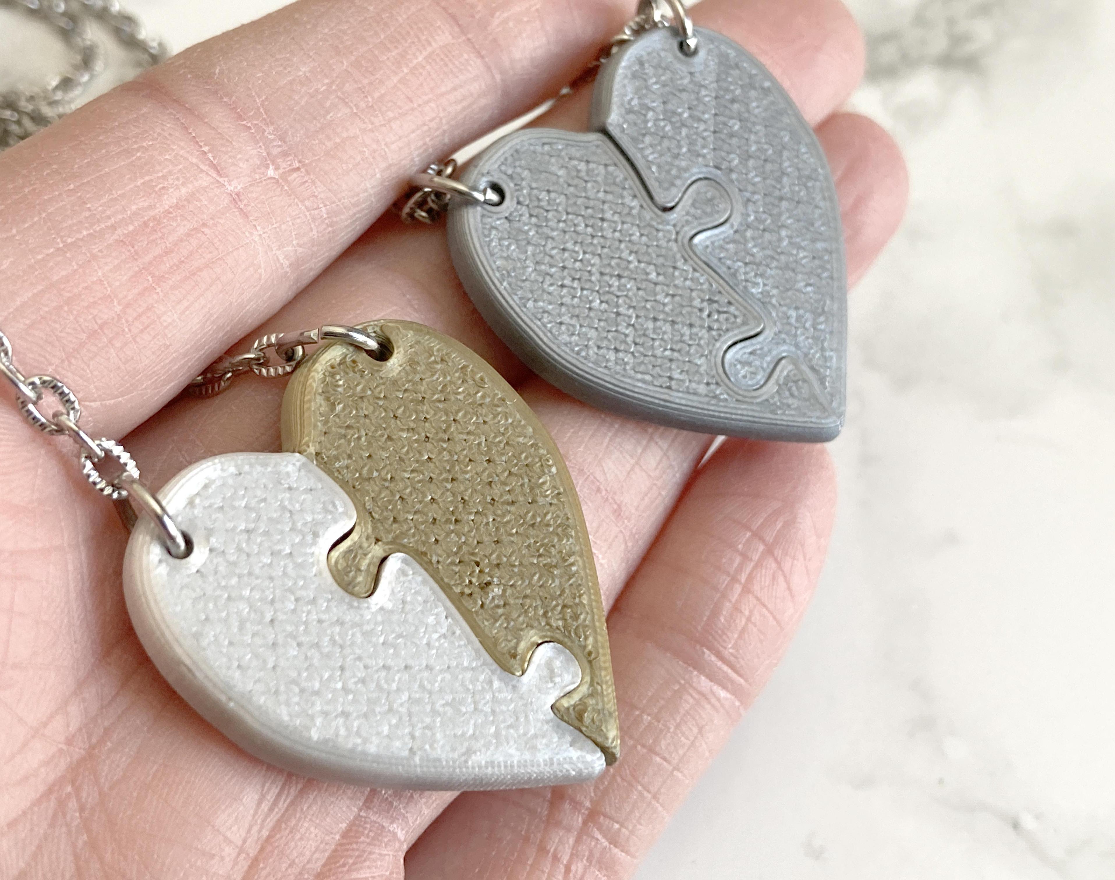 Friendship Heart Necklaces - 3D Printed and Magnetic