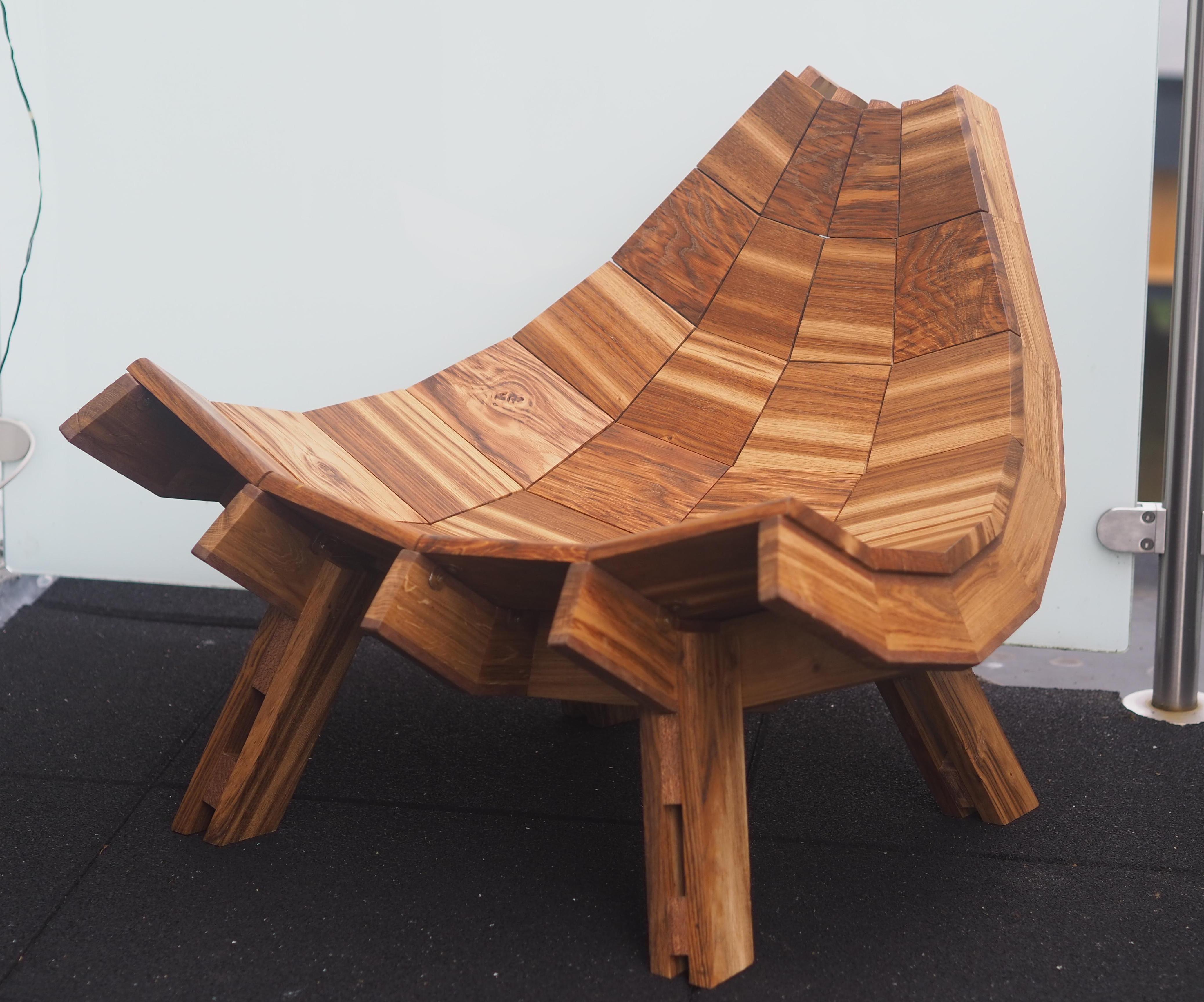 Faceted Curved Wooden Chair