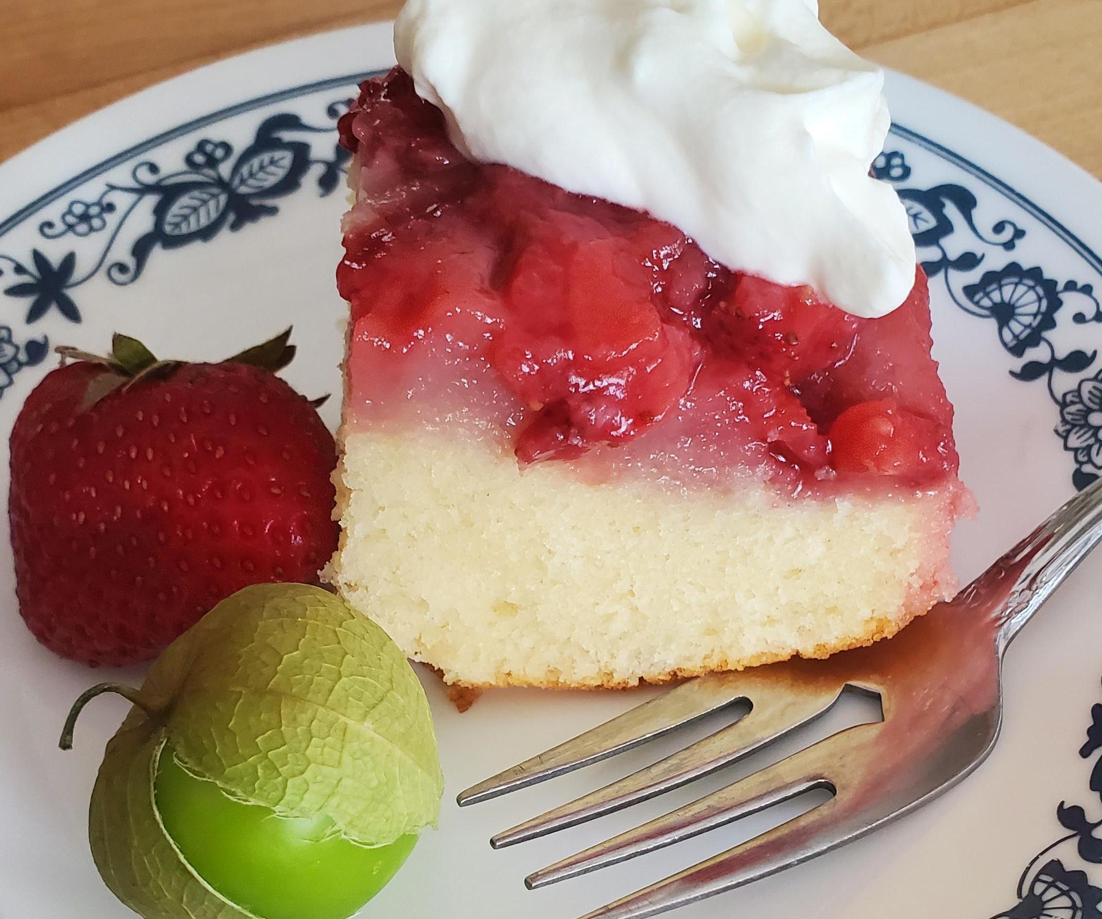 Strawberry Tomatillo Upside Down Cake