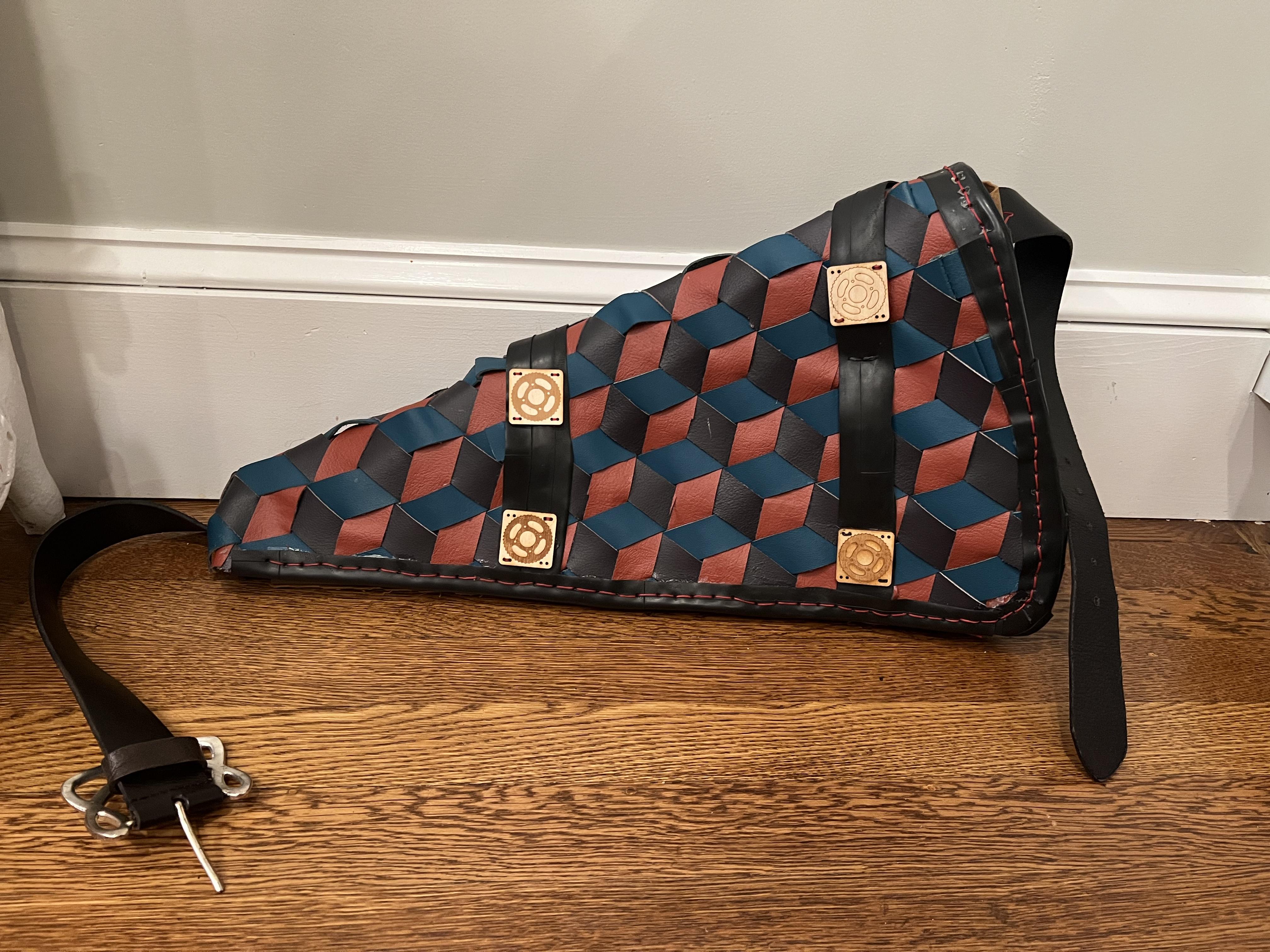 Woven Leather Hand-Stitched Bike Frame Bag