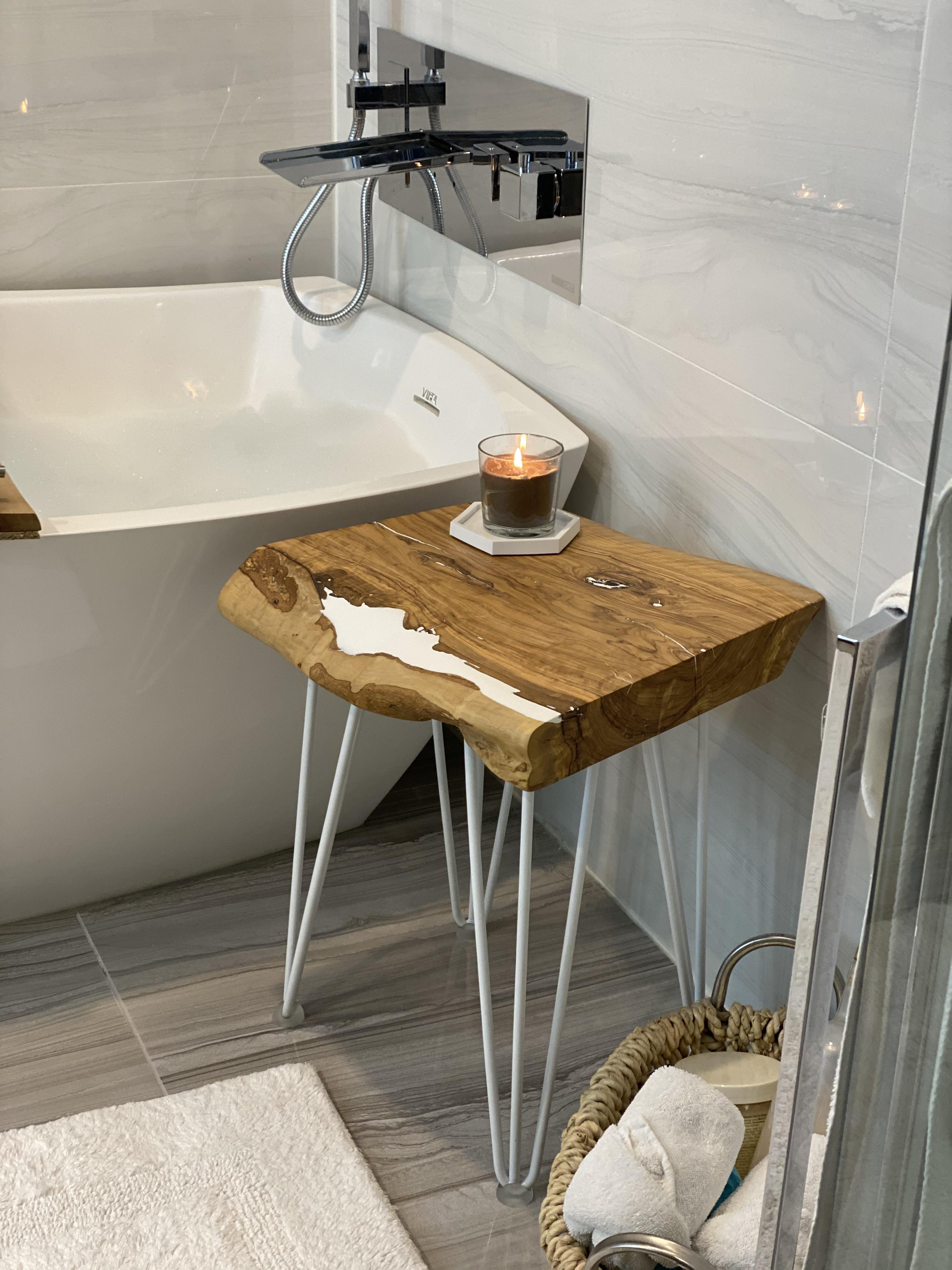 Olive Wood/Epoxy Resin Side Table/Seat