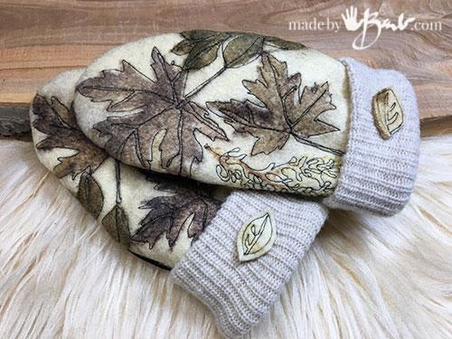 Eco Printed Mittens From Vintage Wool Blankets