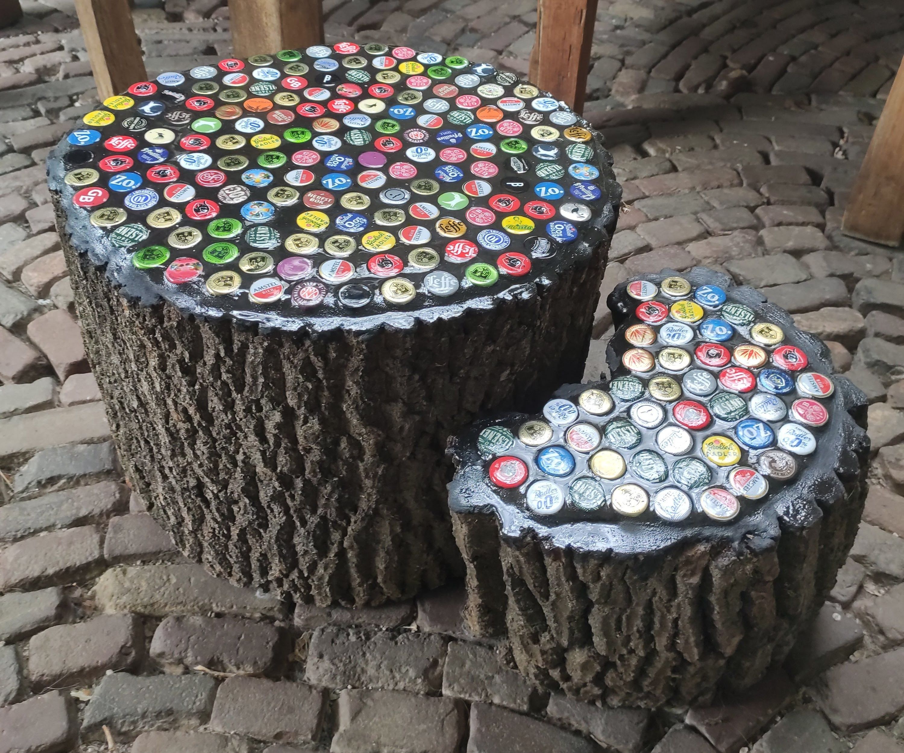 Bottle Cap Tree Trunk Table
