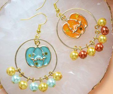 Beebeecraft Tutorial on How to Make Pearl Pumpkin Earrings