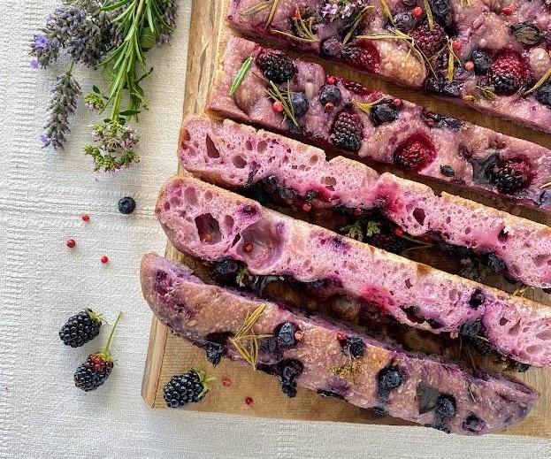 Purple Sourdough Focaccia (naturally Colored)
