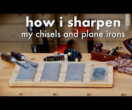 How I Sharpen Chisels and Plane Irons & My Sharpening Station // Woodworking