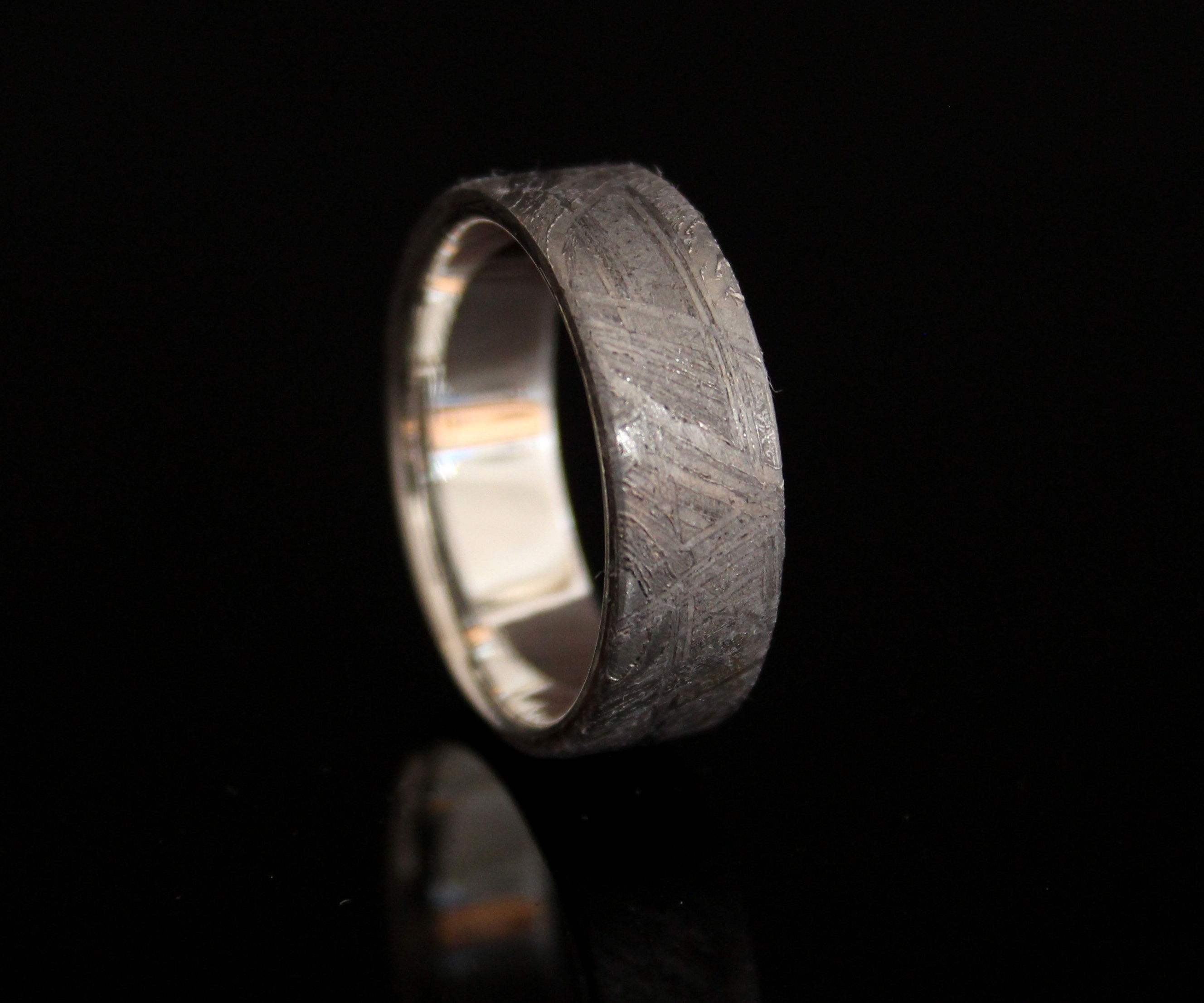 Iron Meteorite Ring With Sterling Silver