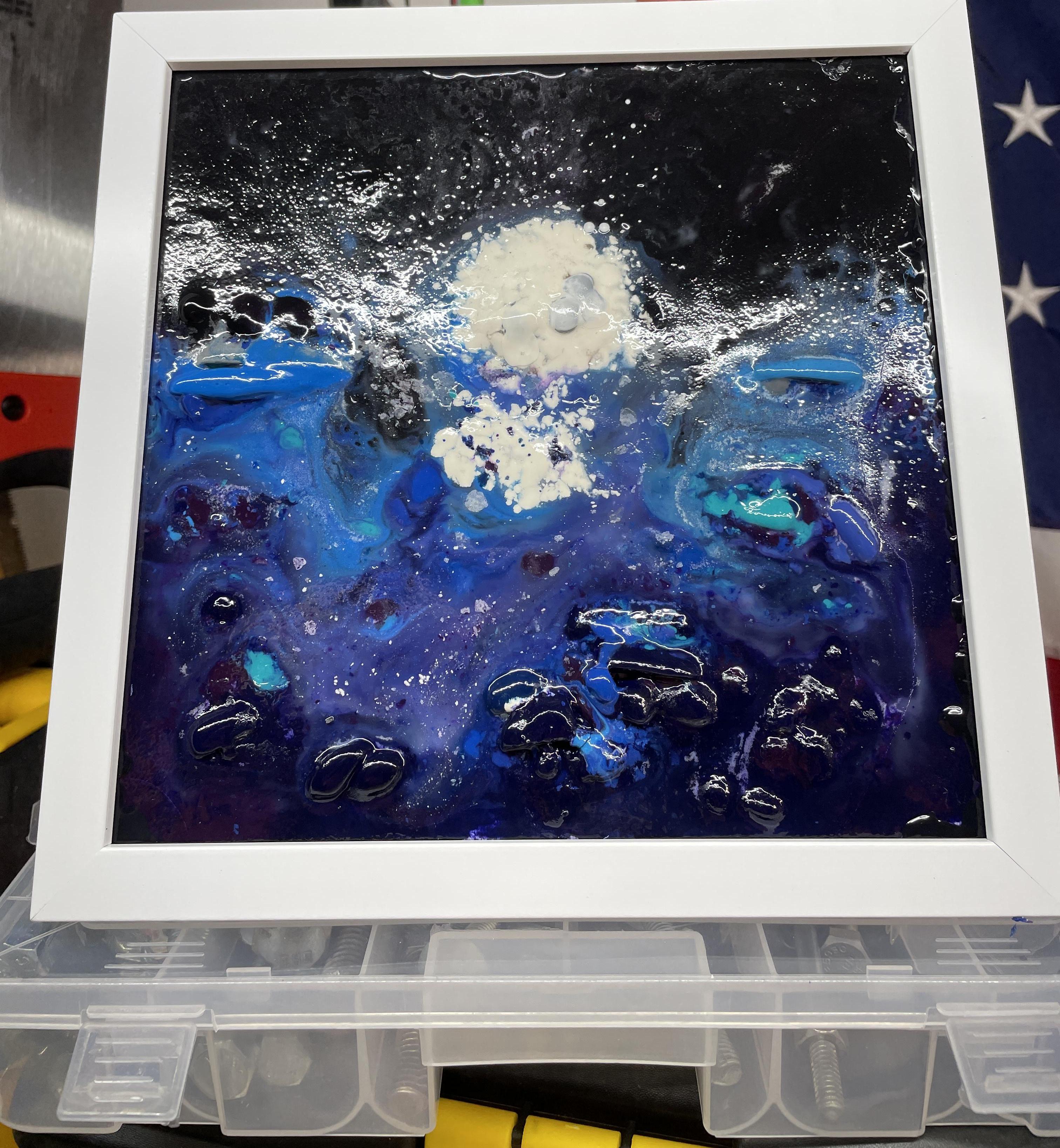 "Moonset" Shaved Crayons, Melted on Canvas