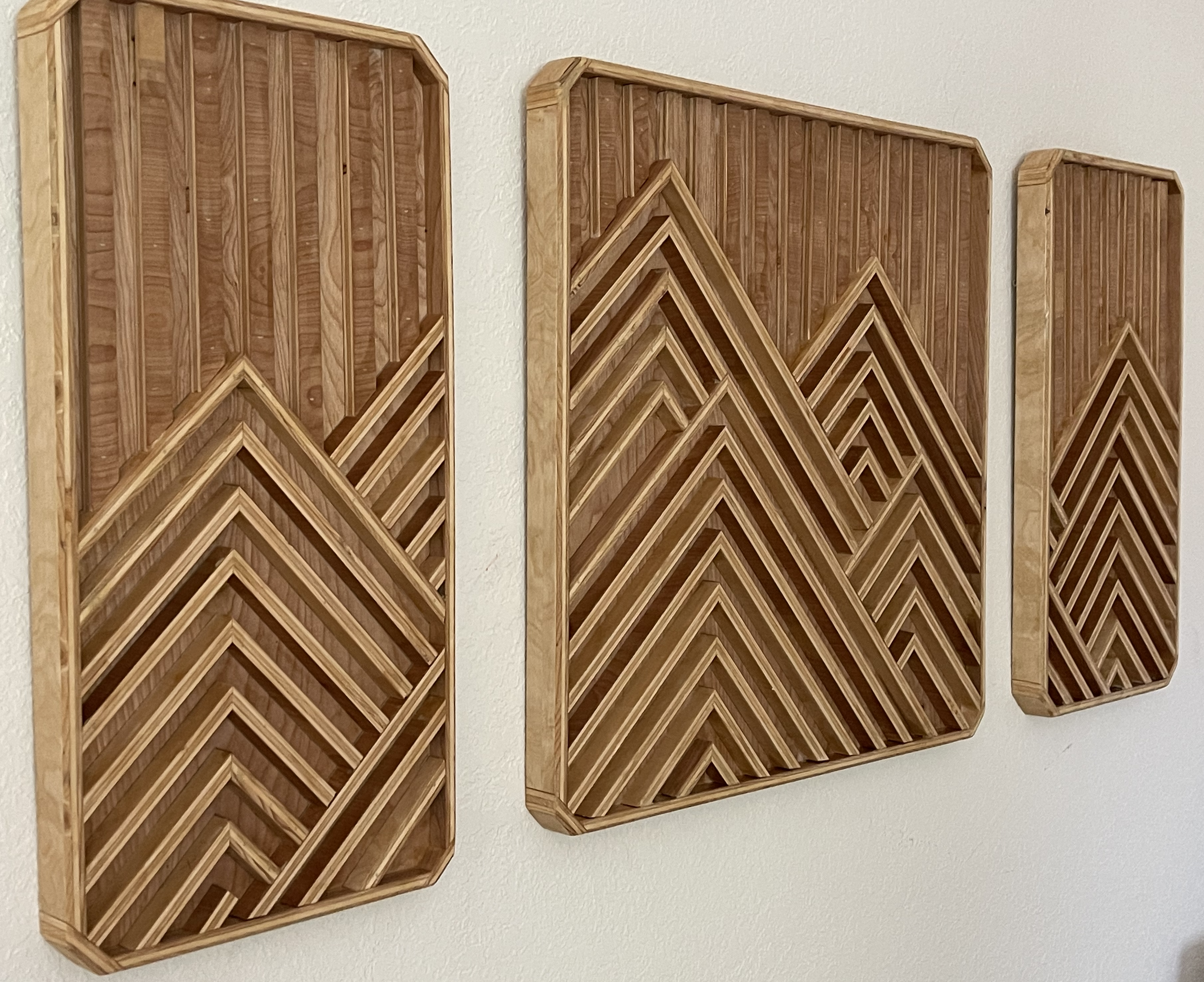Wooden Geometric Mountain Wall Art