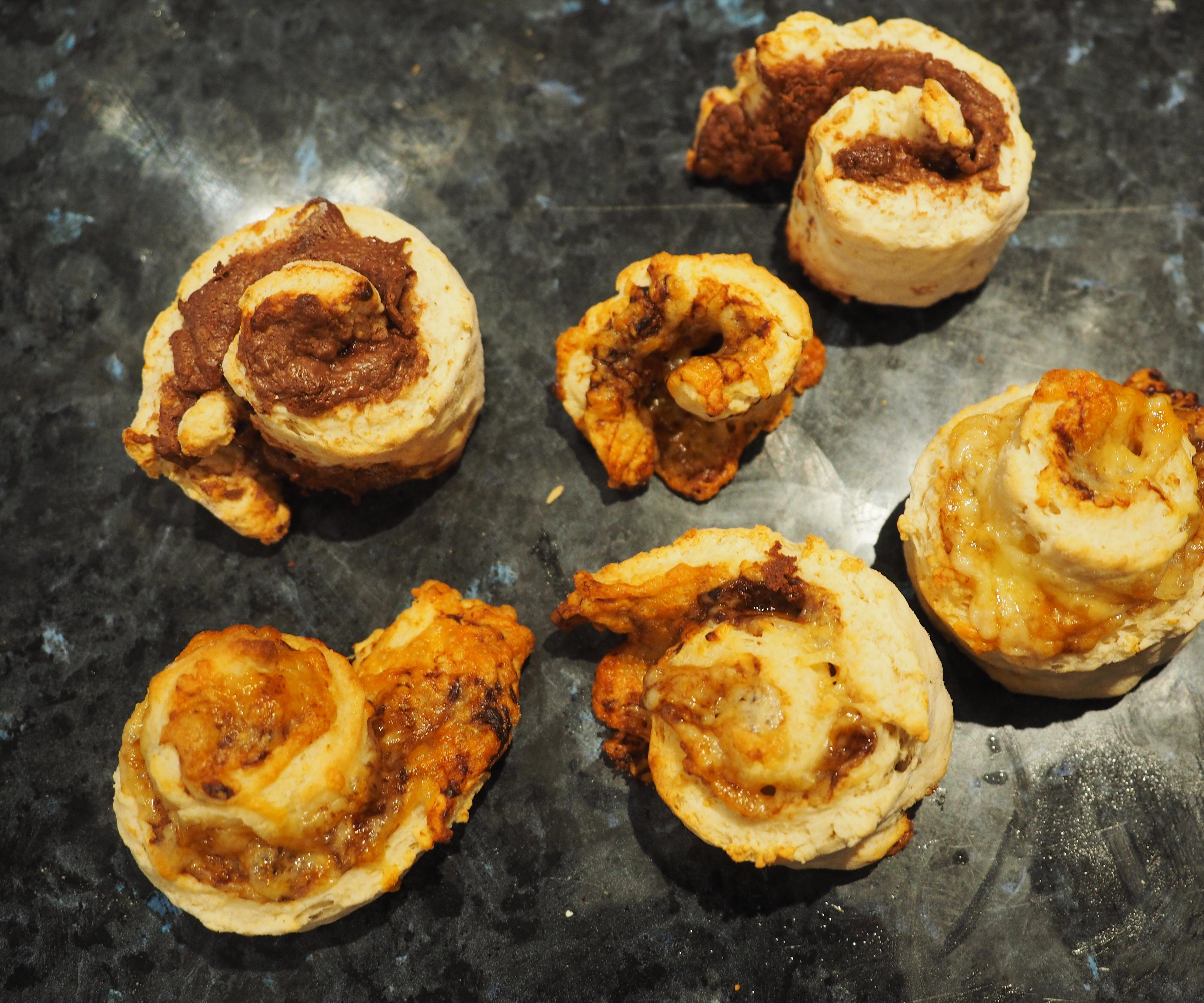 Quick Cheesymite Scrolls + Choc Hazelnut Scrolls