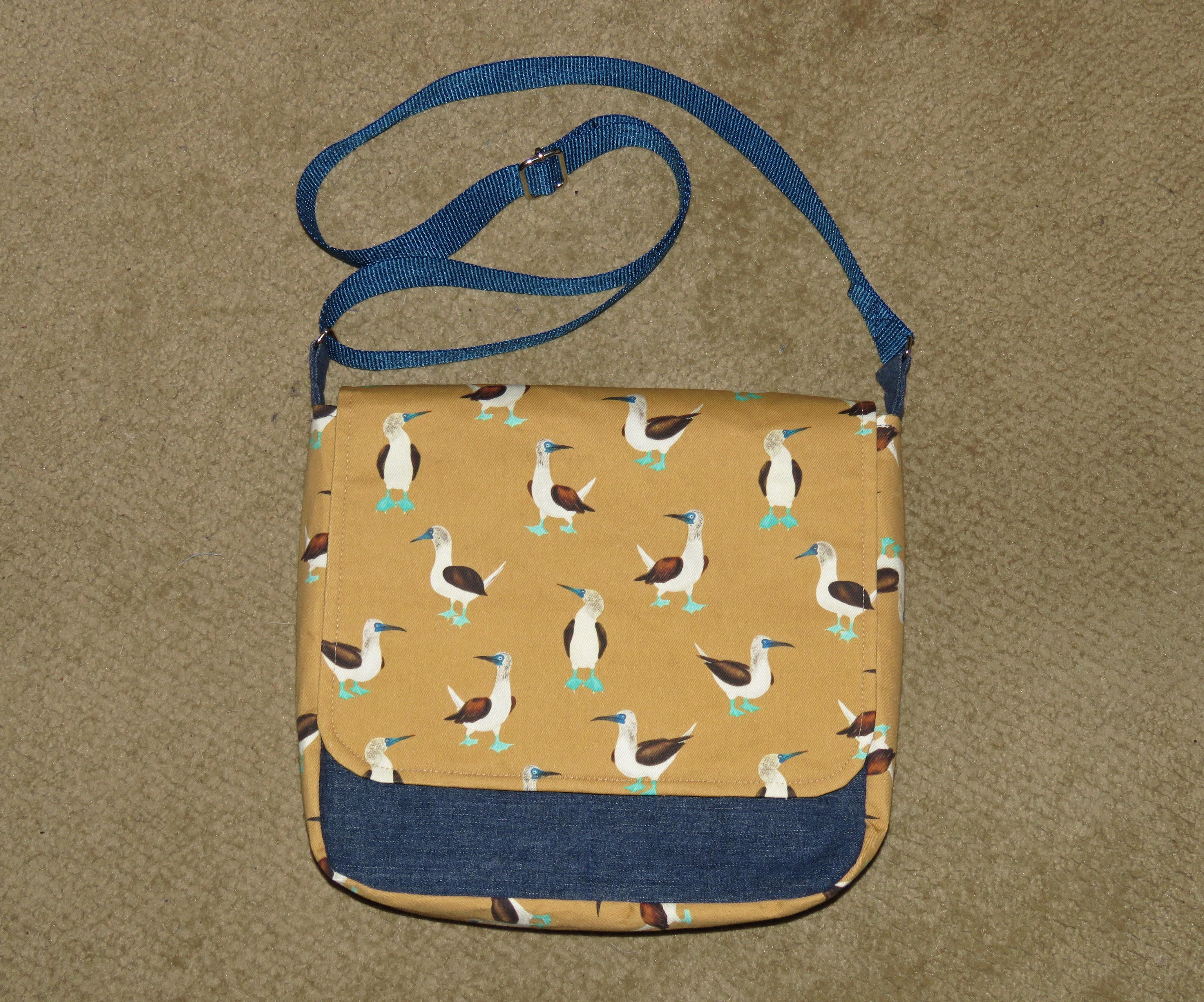 Adjustable Strap Messenger Bag With Upcycled Denim